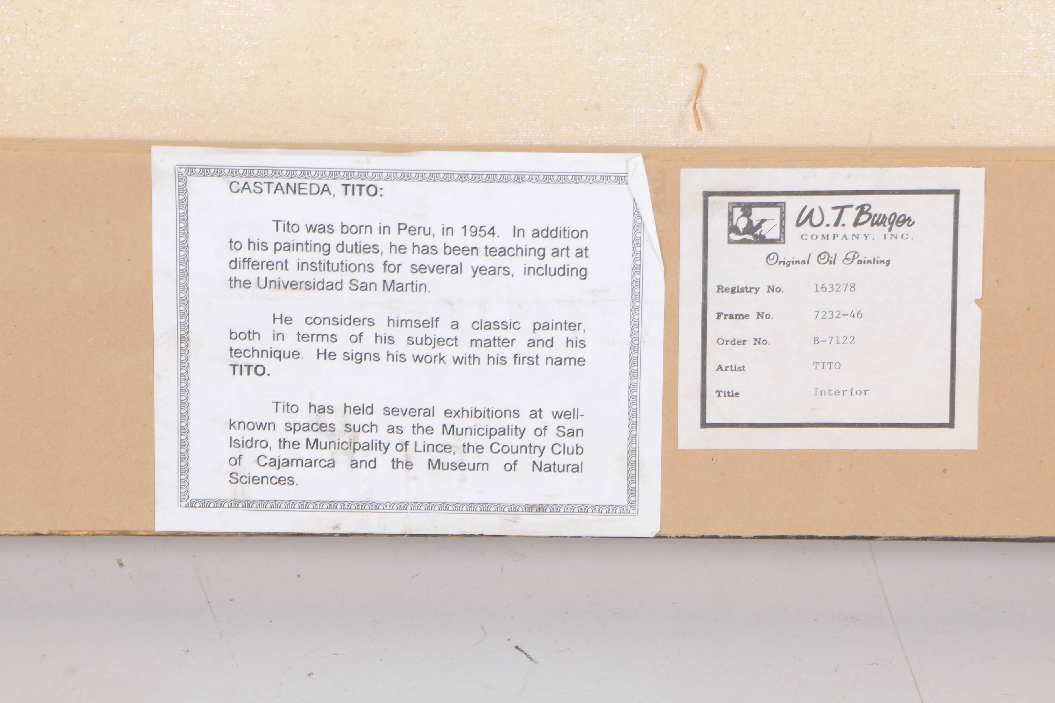 Tito Castaneda Oil Painting on Canvas "Interior"