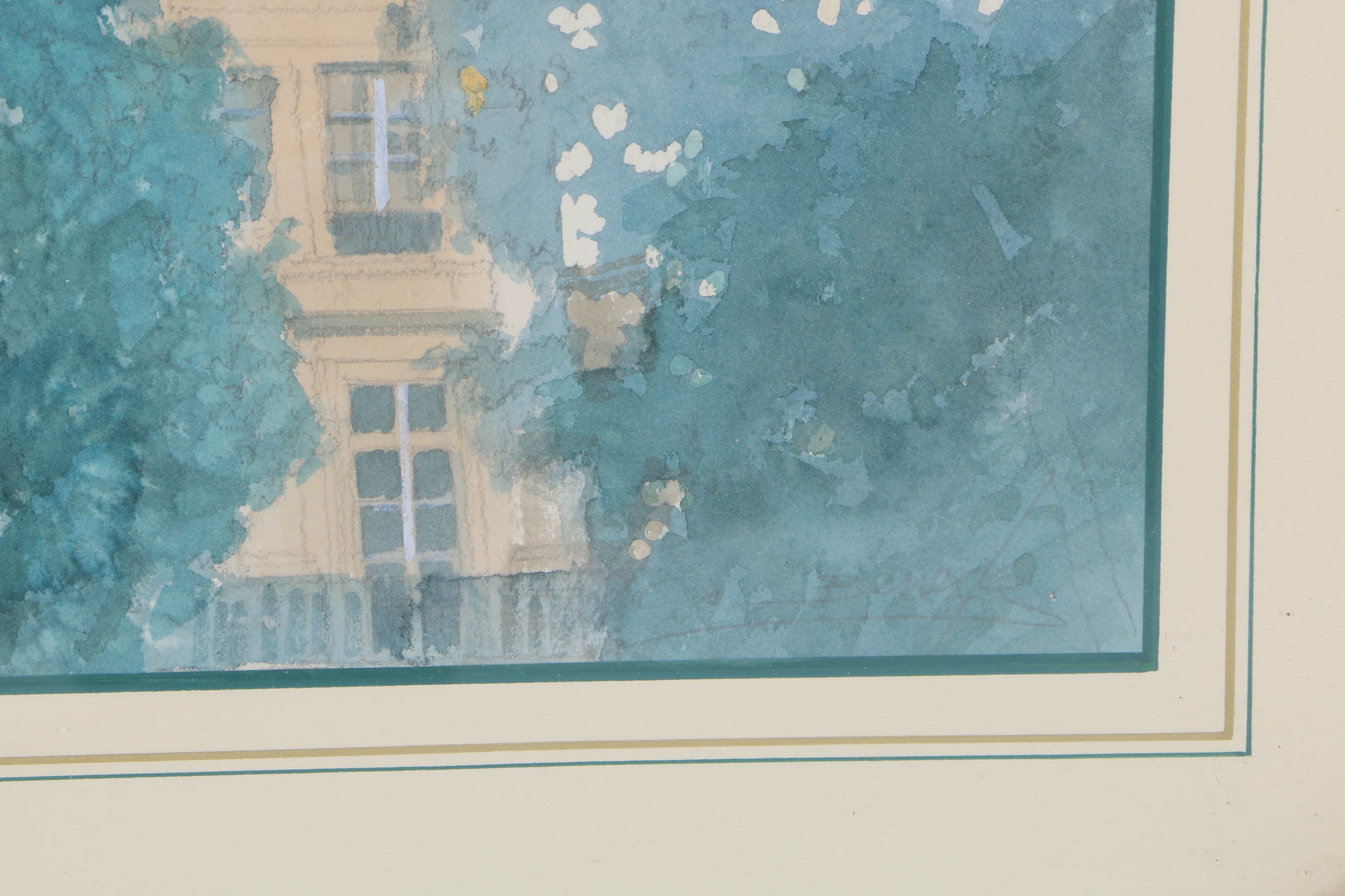 William Benecke Watercolor "Building Along the Seine"