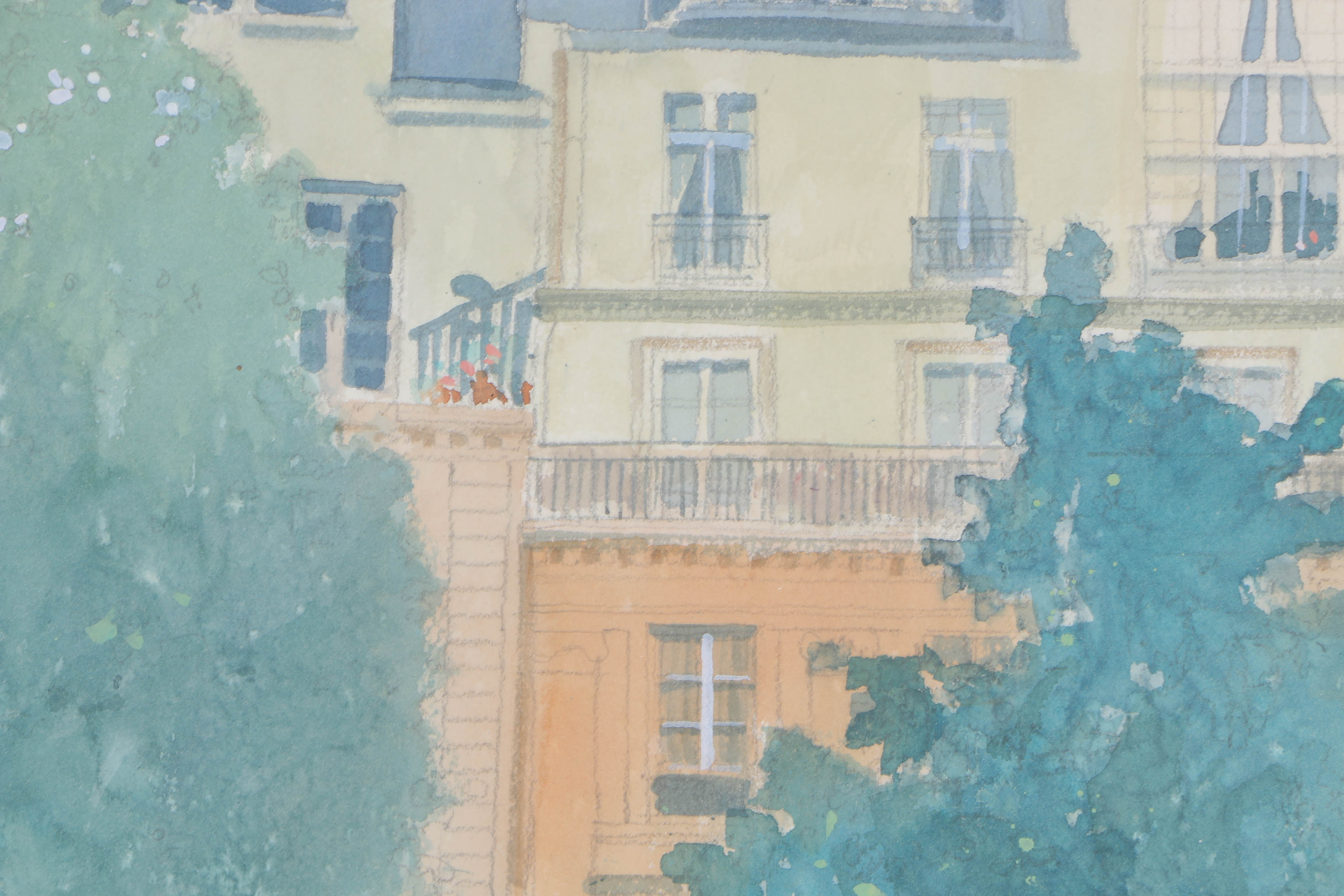 William Benecke Watercolor "Building Along the Seine"