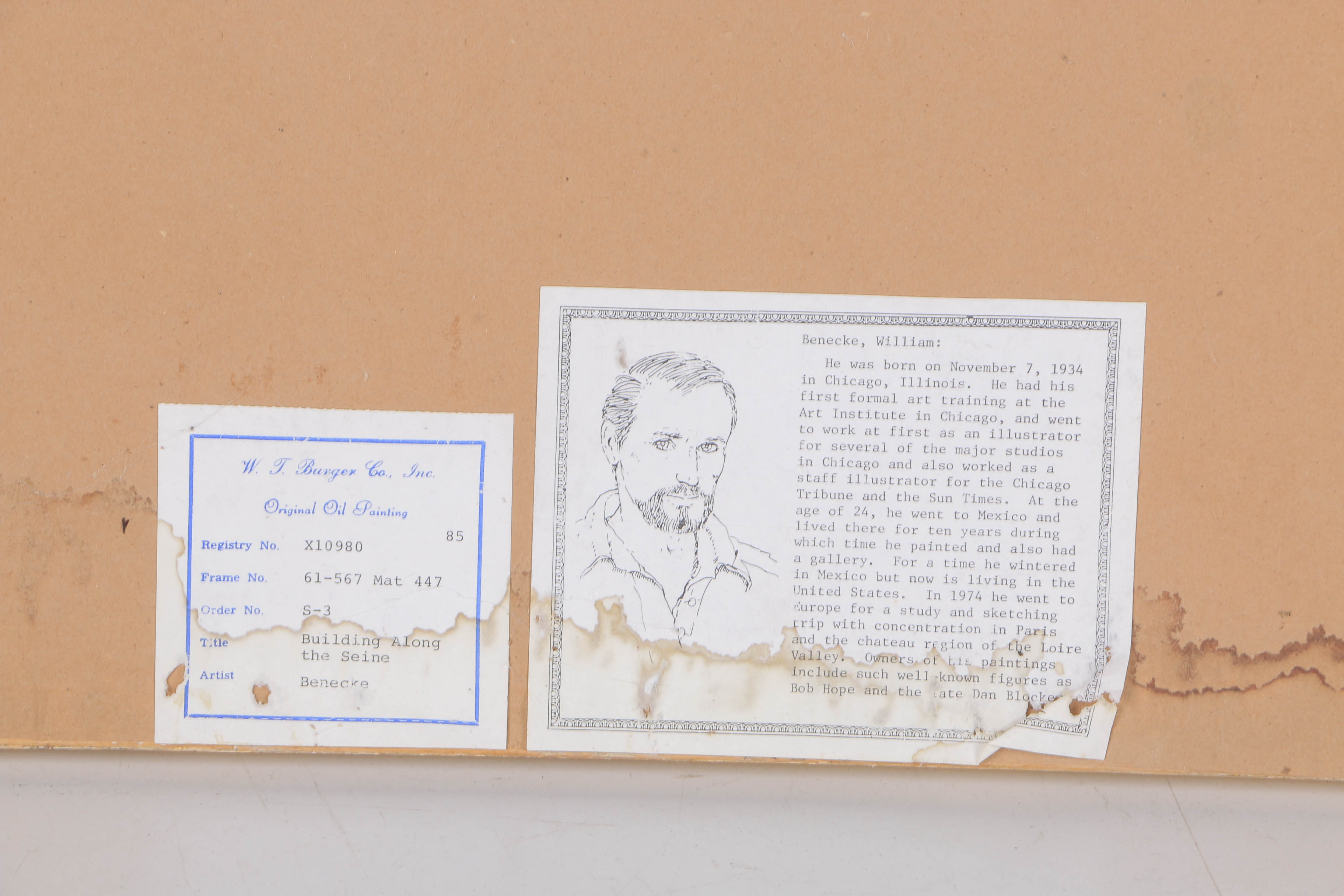 William Benecke Watercolor "Building Along the Seine"