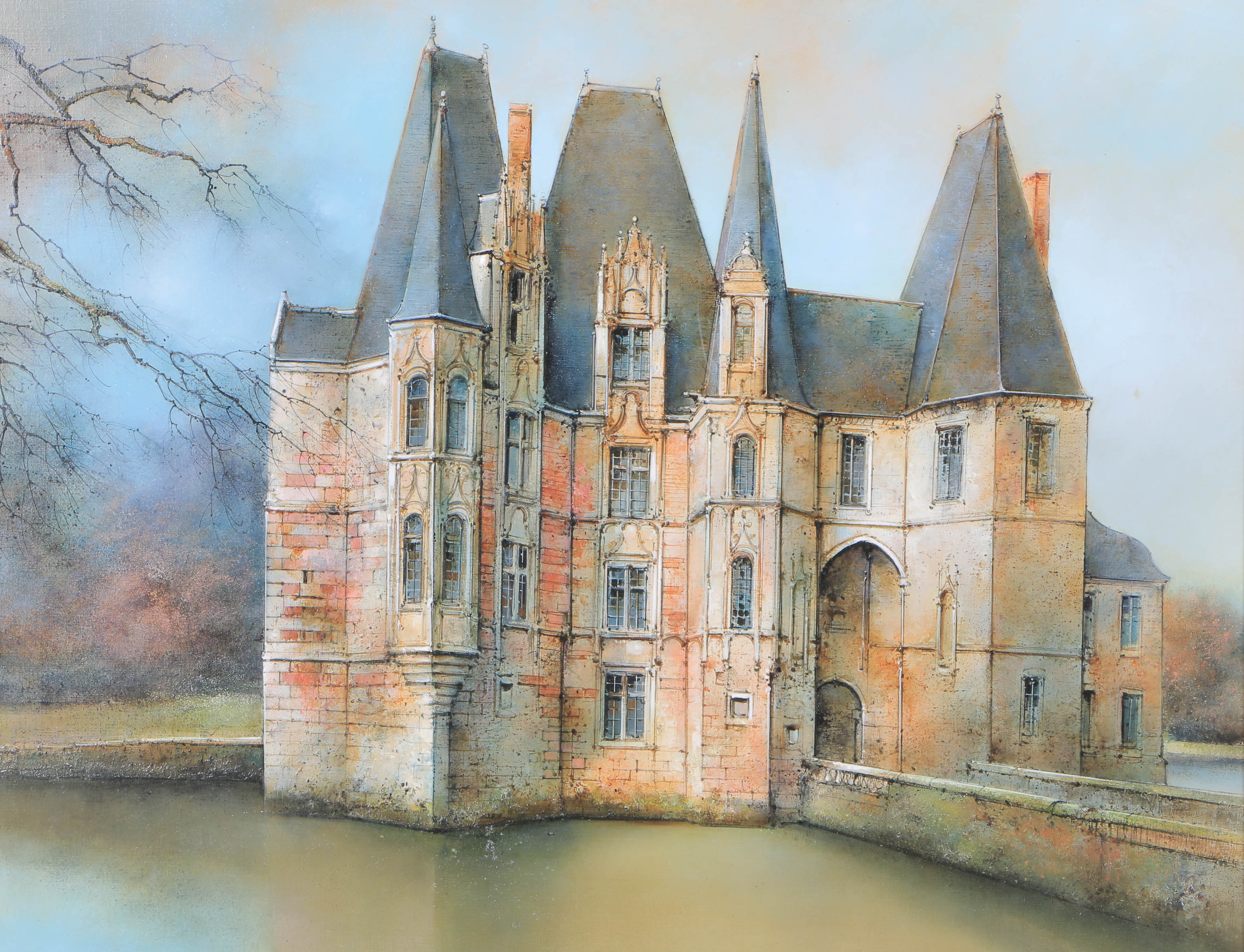 Marc Chapaud Oil on Canvas "Château d'Ô a Mortrée (Orne)"