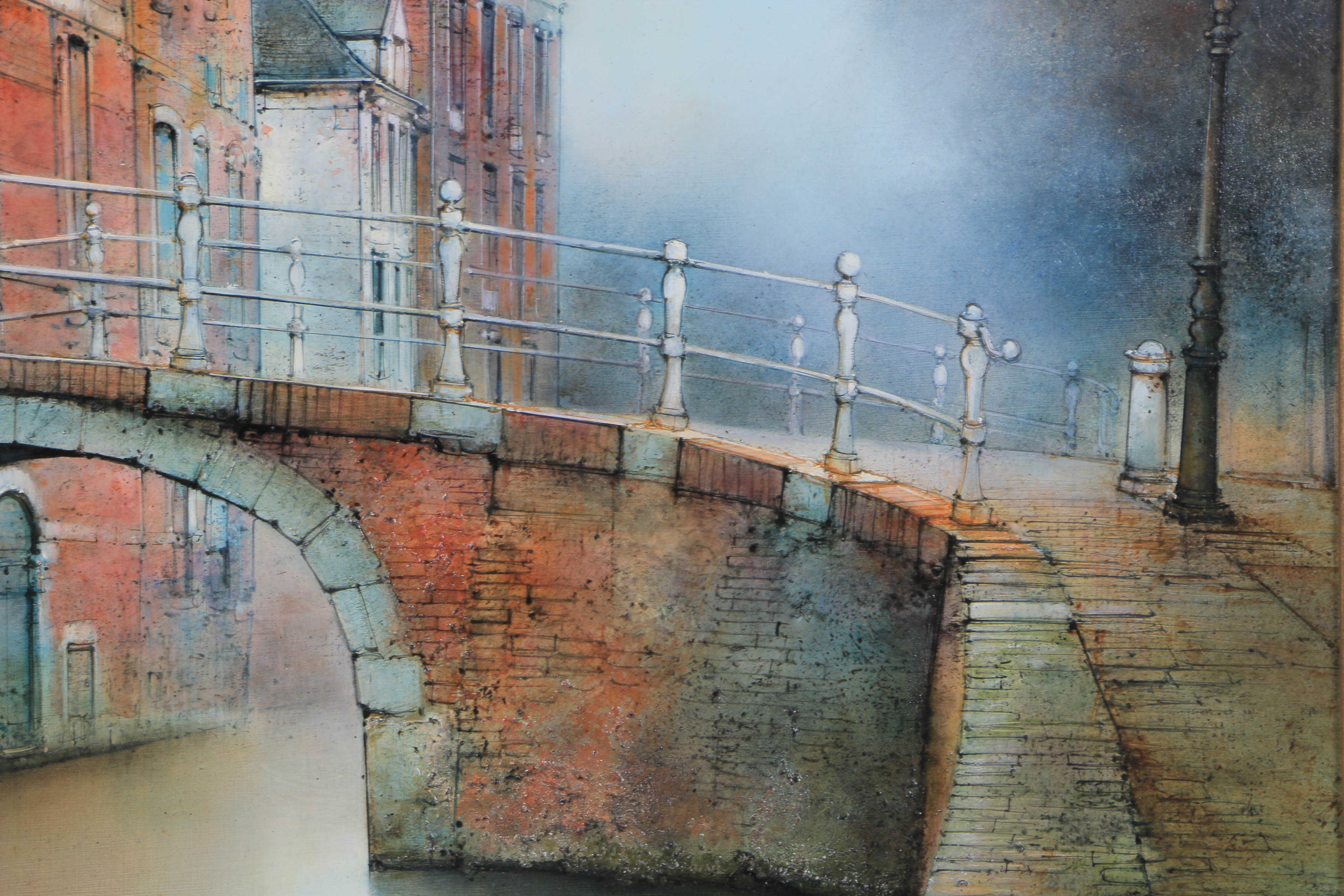 Marc Chapaud Oil Painting on Canvas "Pays-Bas Canal a Delft"