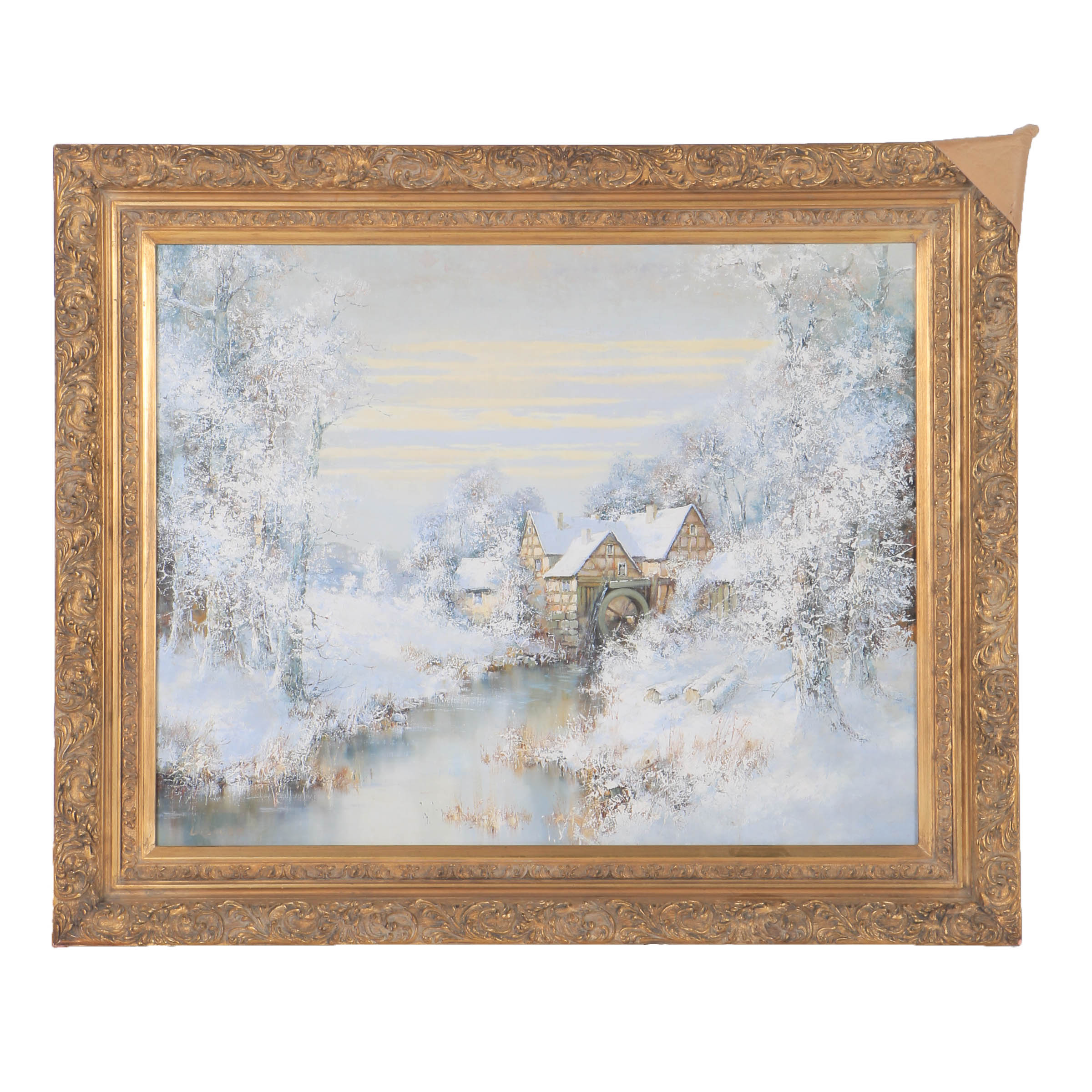 Willi Bauer Oil Painting on Canvas "Winter"