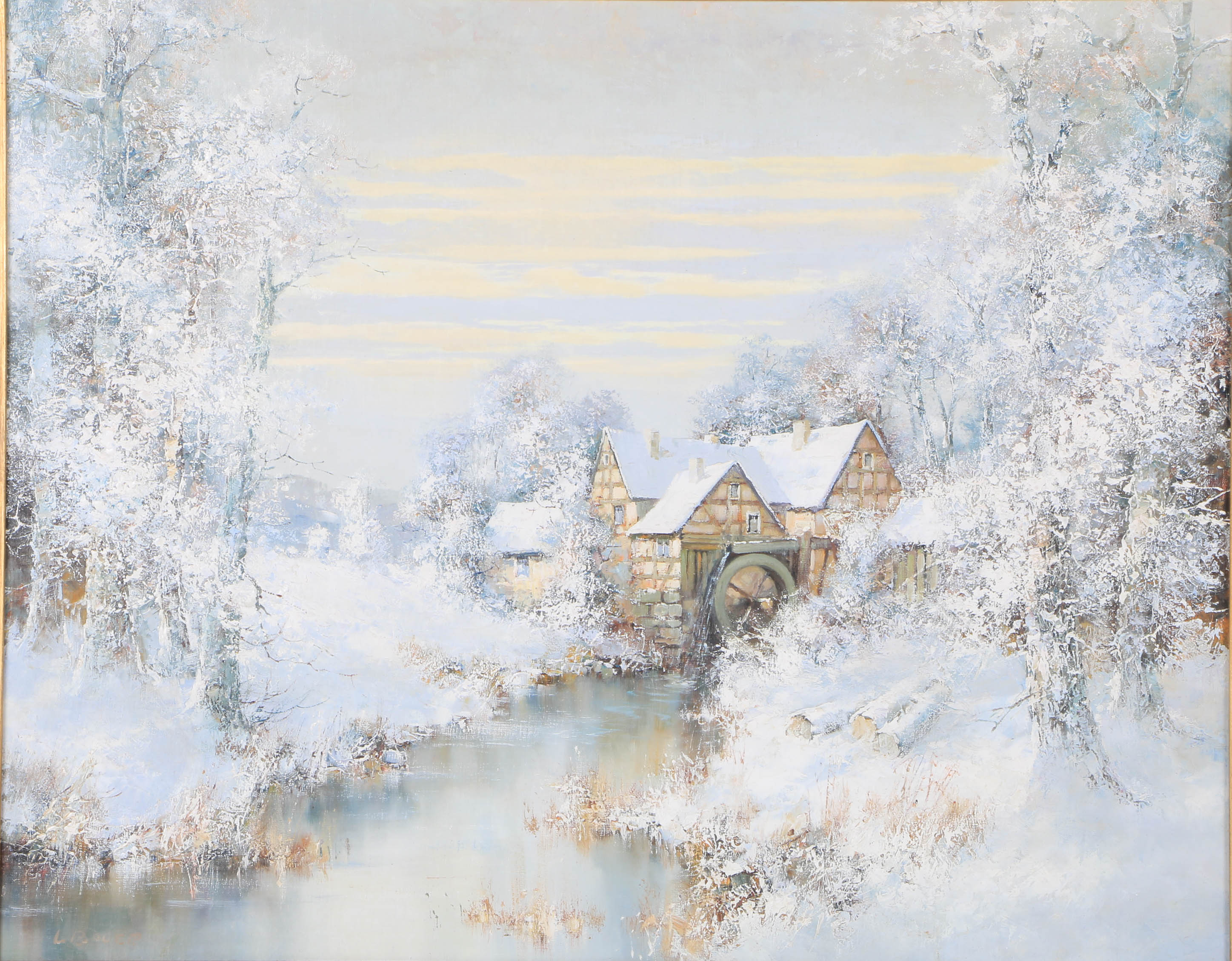 Willi Bauer Oil Painting on Canvas "Winter"