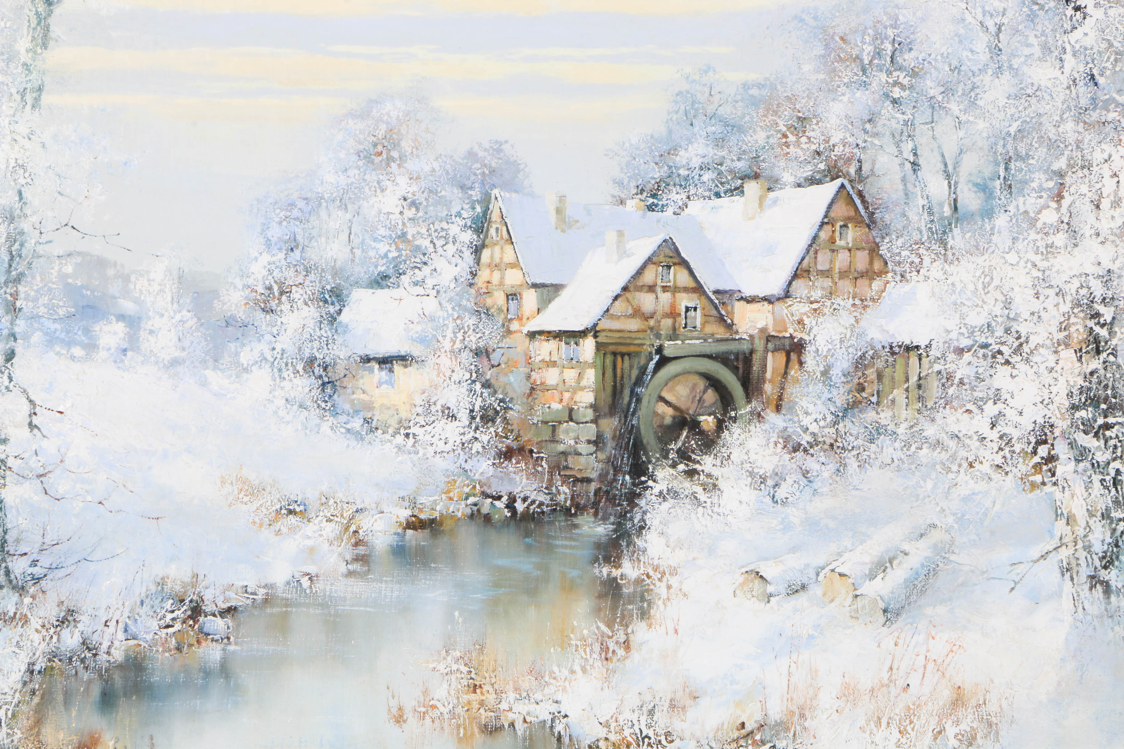 Willi Bauer Oil Painting on Canvas "Winter"