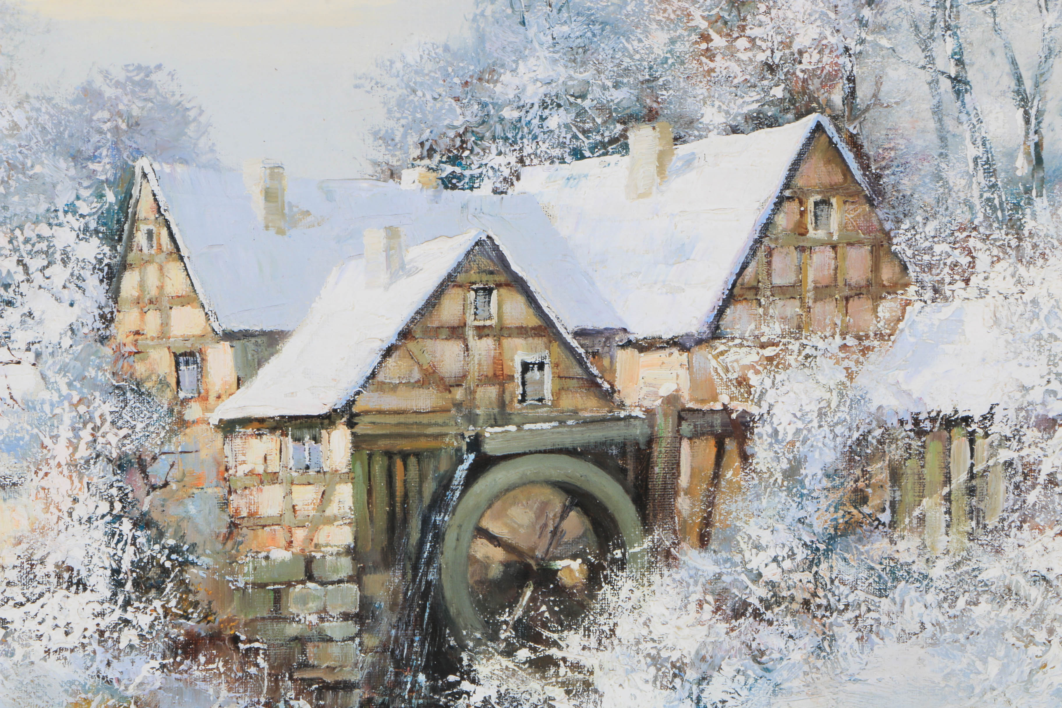 Willi Bauer Oil Painting on Canvas "Winter"