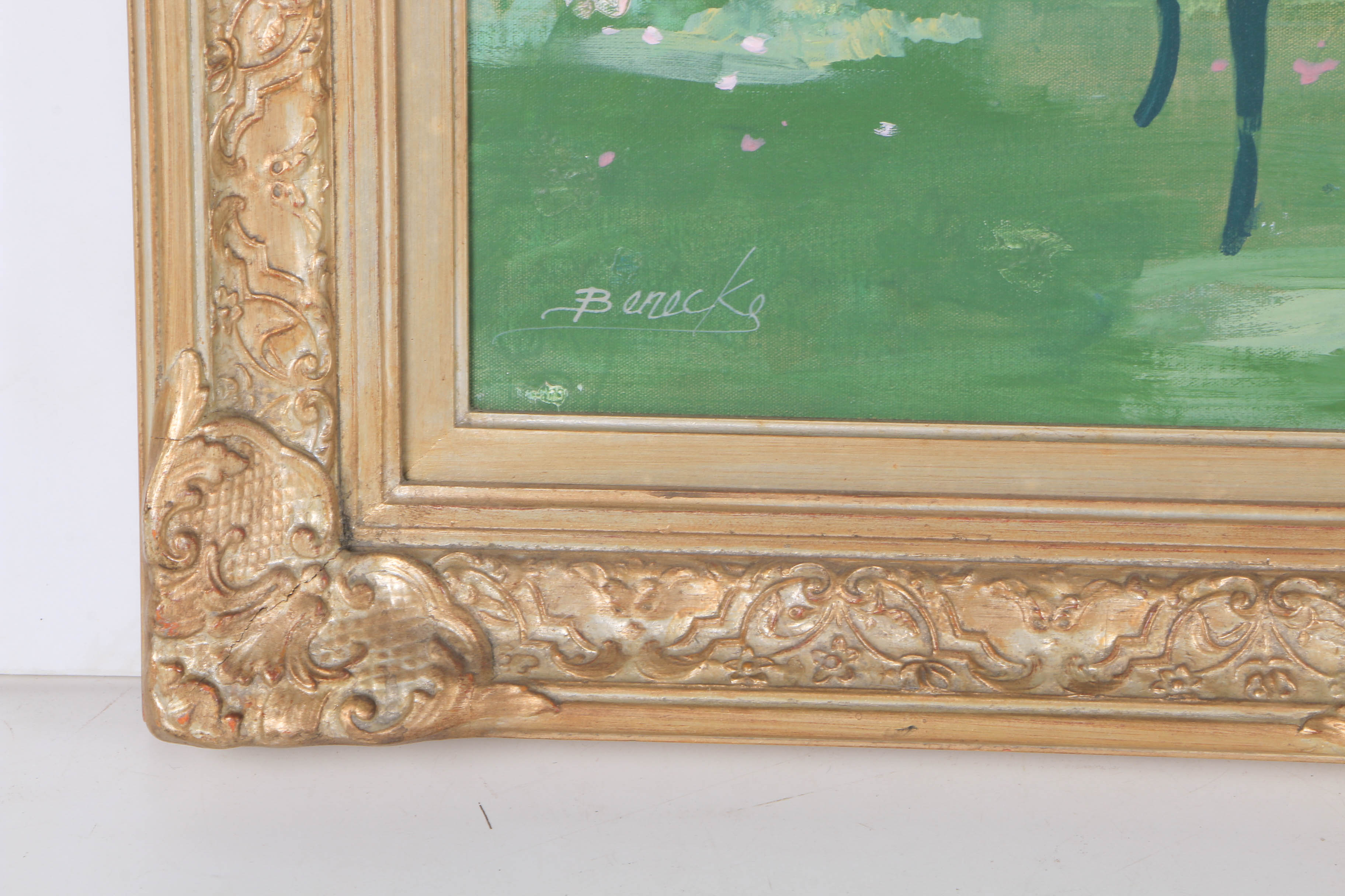 William Benecke Oil Painting on Canvas "Tea In The Garden"