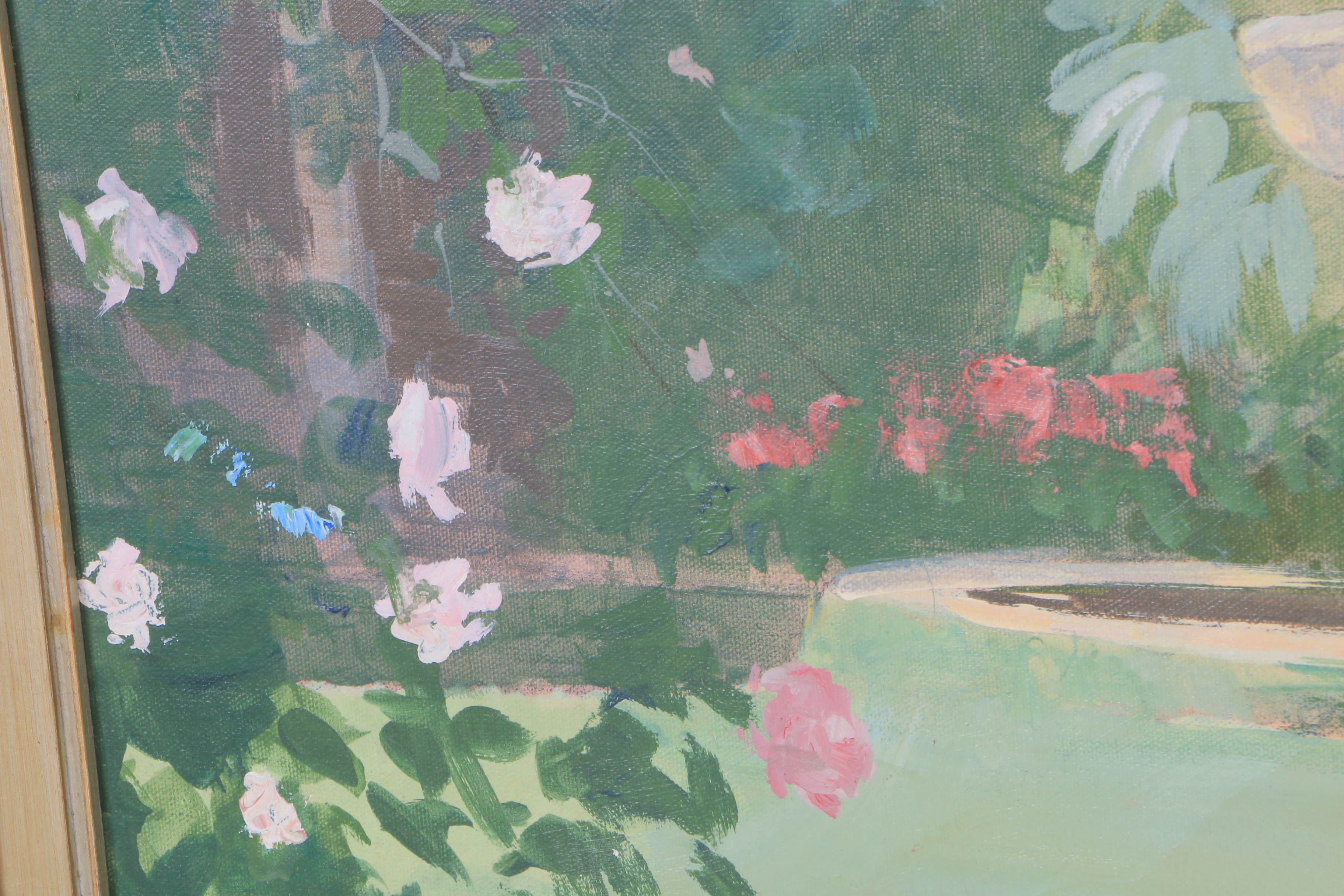 William Benecke Oil Painting on Canvas "Tea In The Garden"