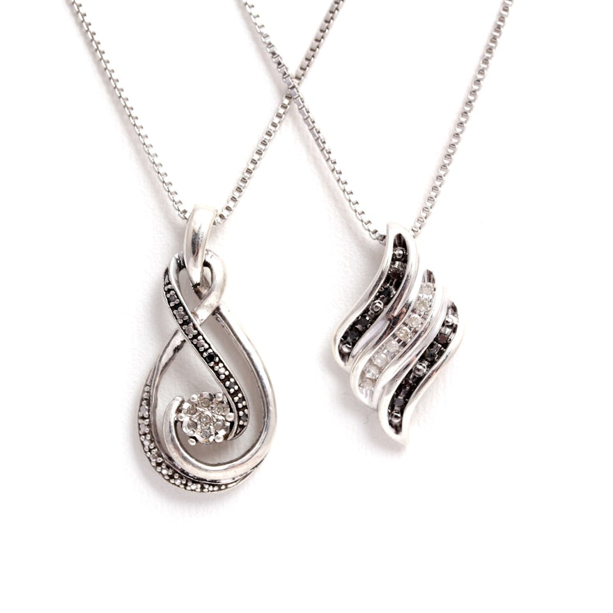 Sterling Silver Diamond Pendant Necklaces