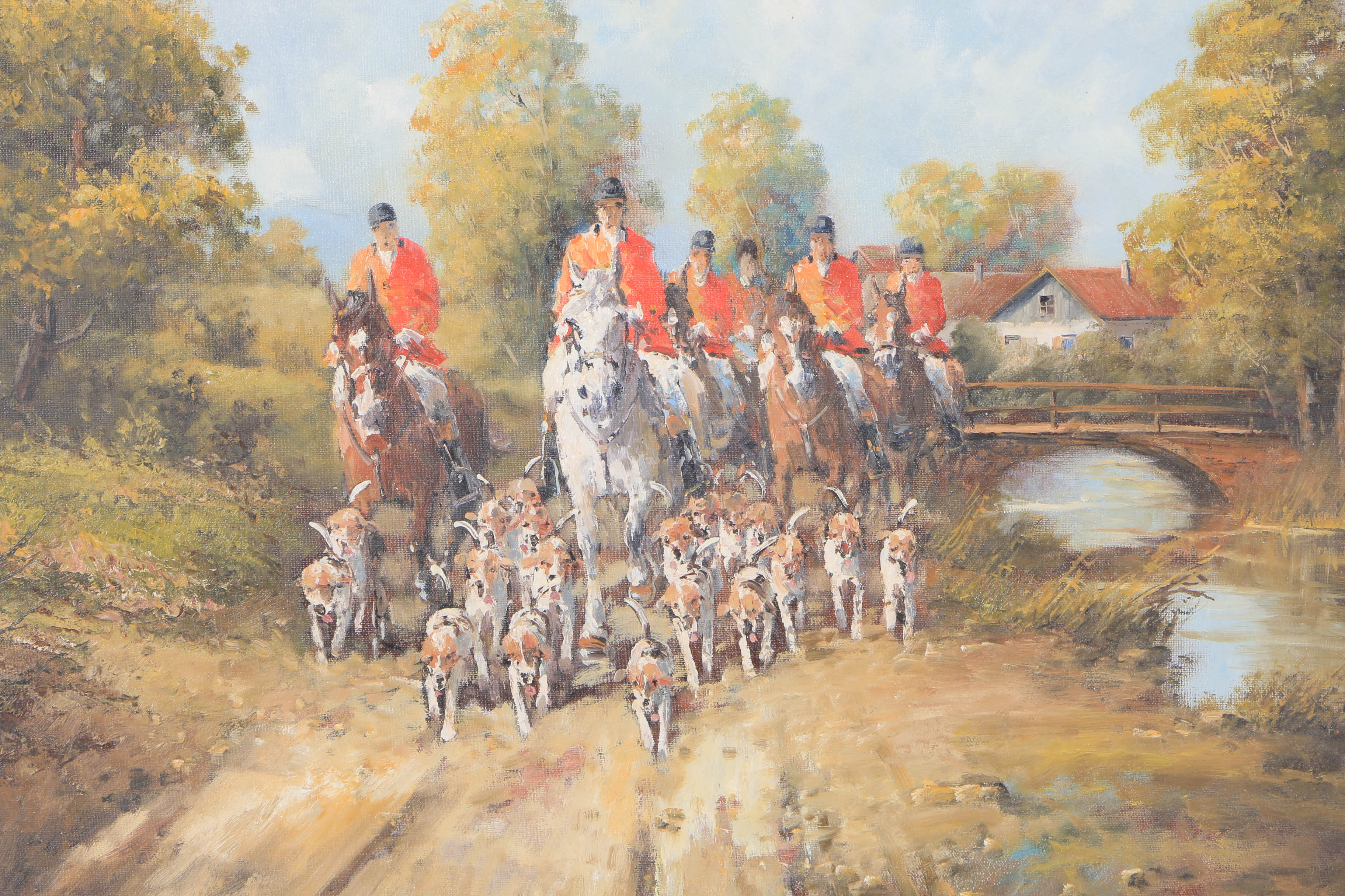 Curd Heyden Oil Painting on Canvas "Hunt Scene"