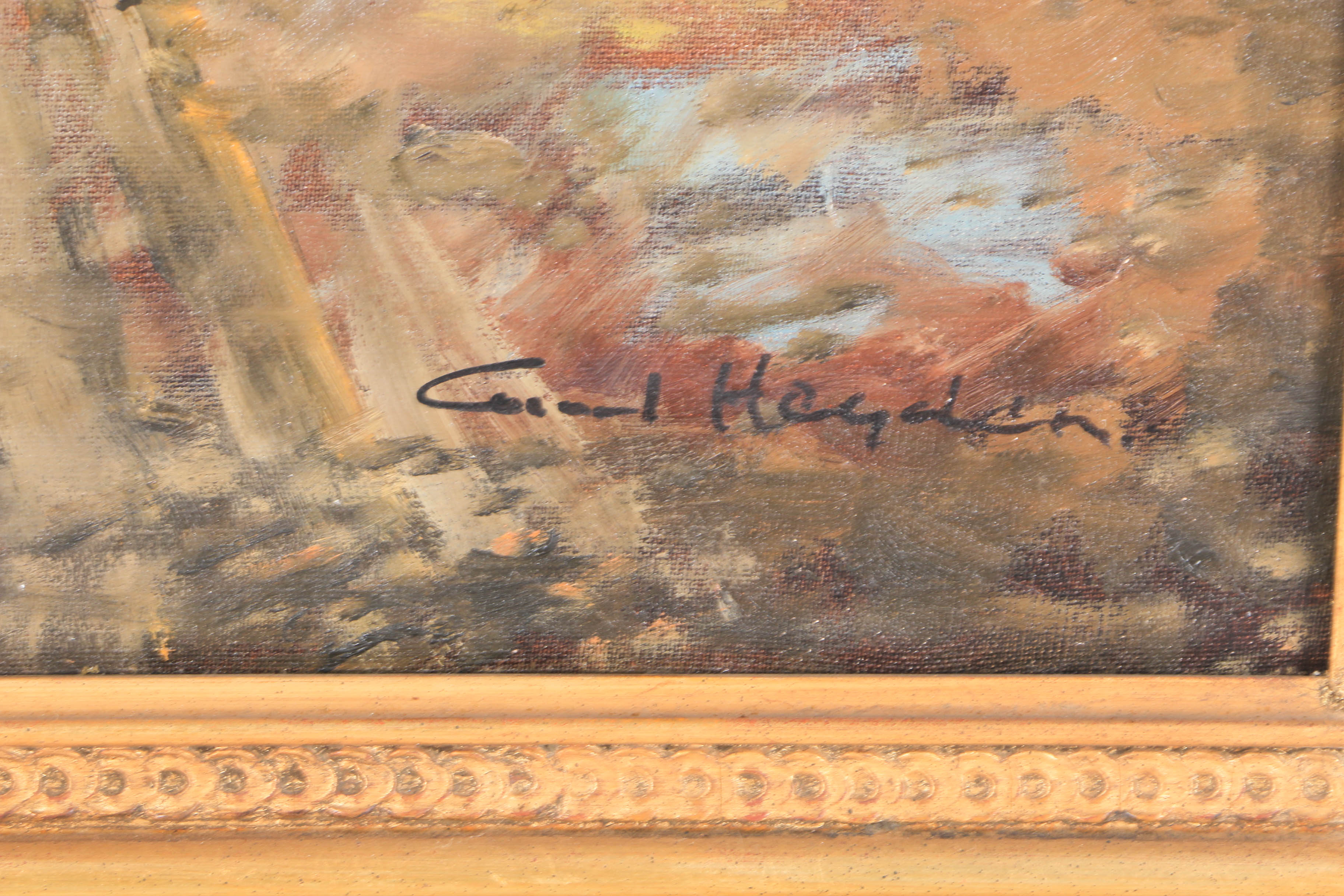 Curd Heyden Oil Painting on Canvas "Hunt Scene"