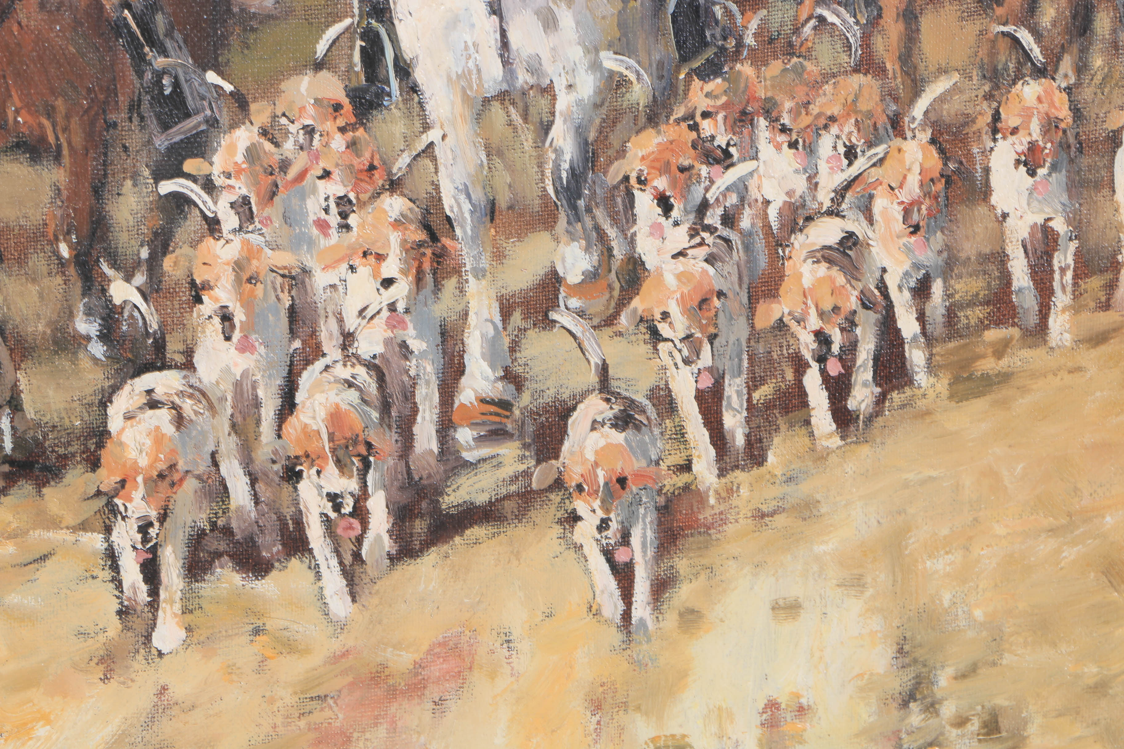 Curd Heyden Oil Painting on Canvas "Hunt Scene"