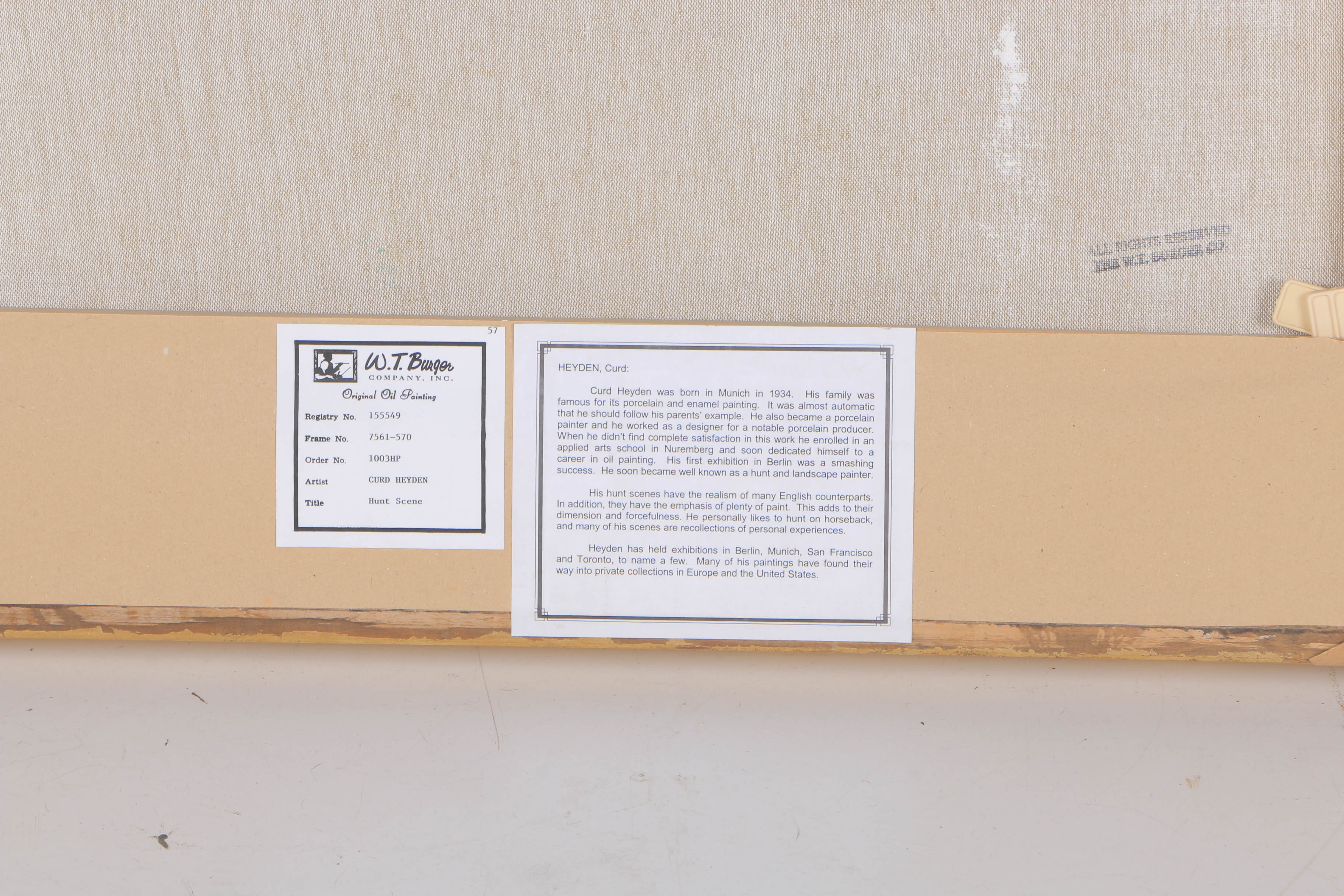 Curd Heyden Oil Painting on Canvas "Hunt Scene"