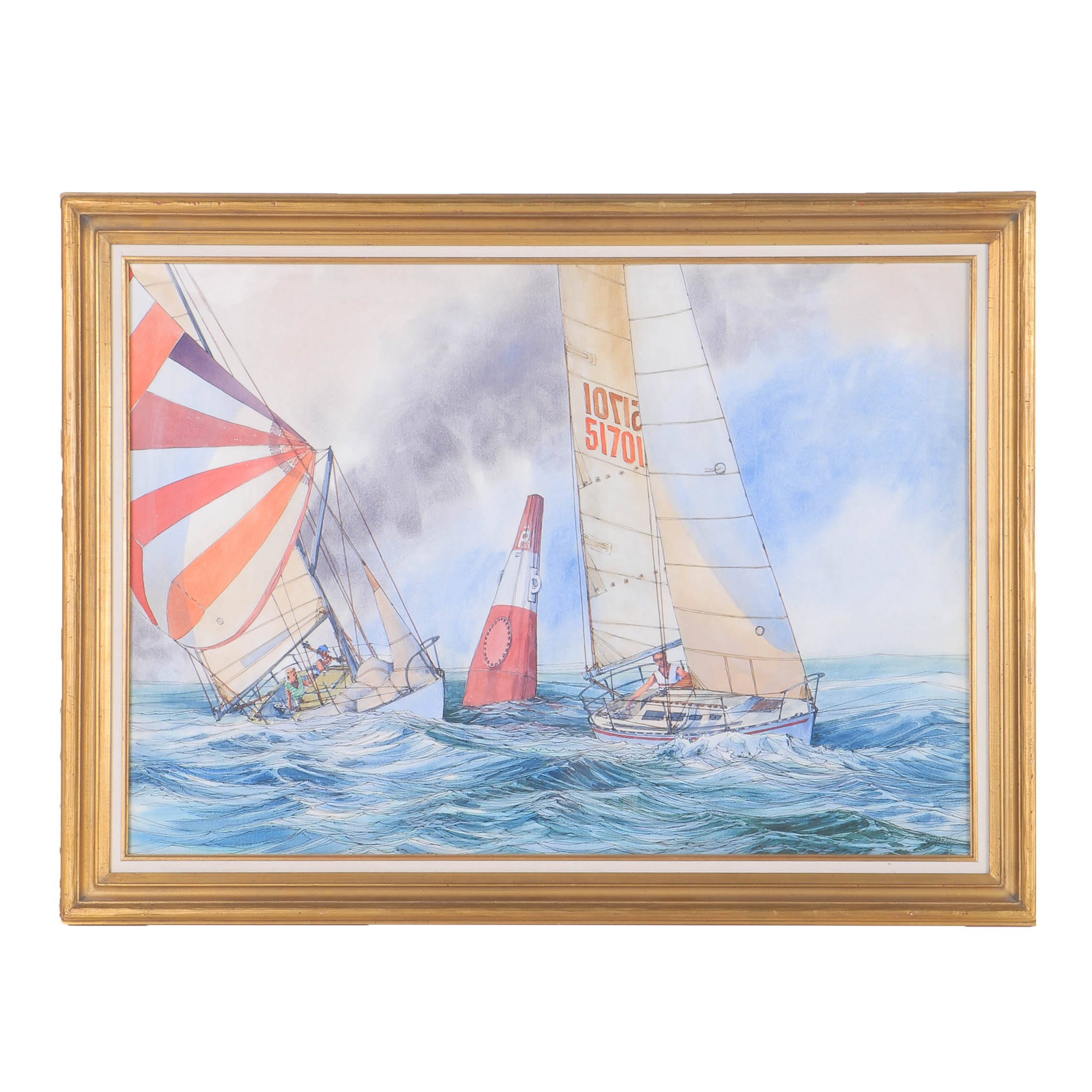 Richard Bagguley Watercolor on Paper "Sailing"