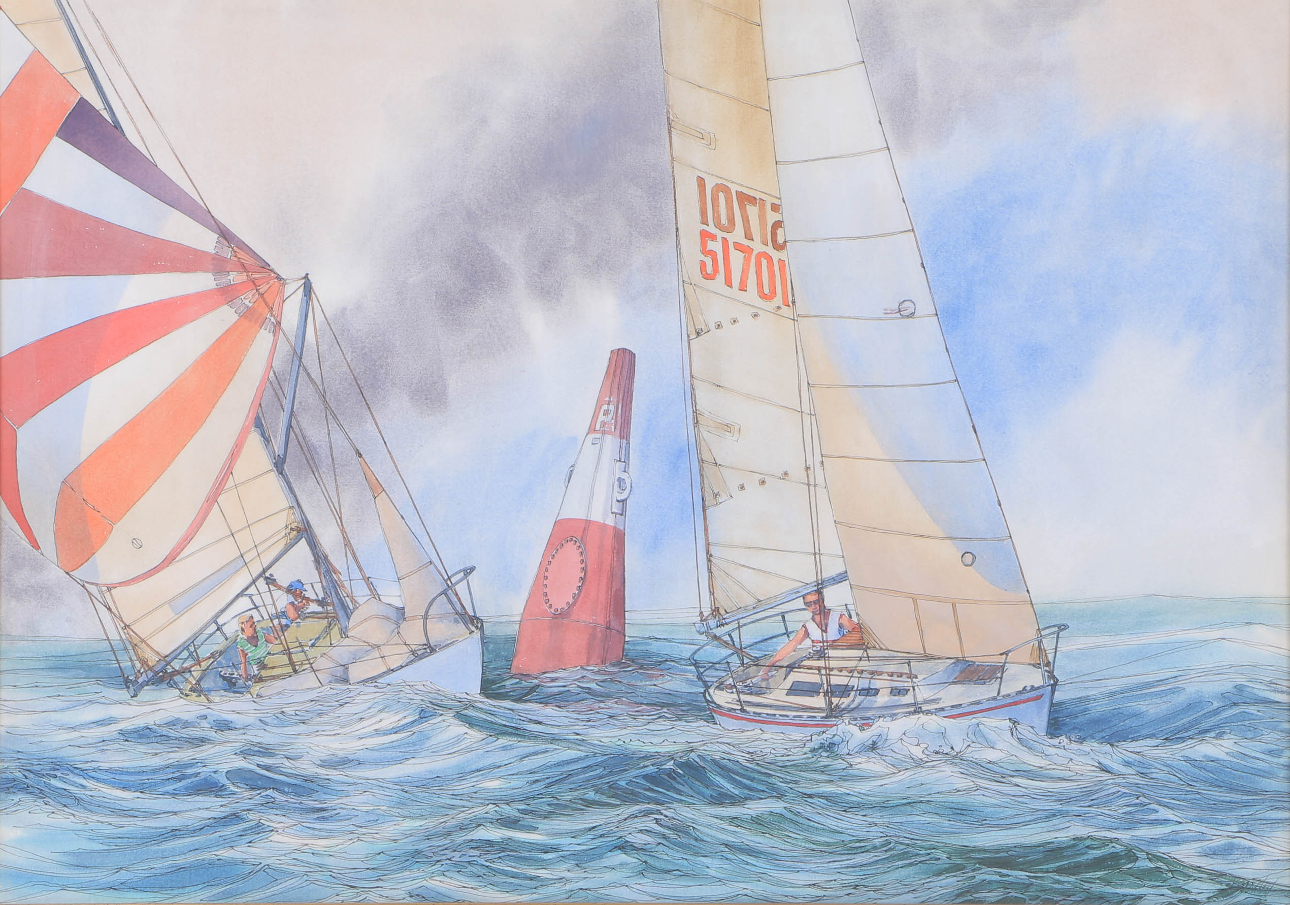 Richard Bagguley Watercolor on Paper "Sailing"