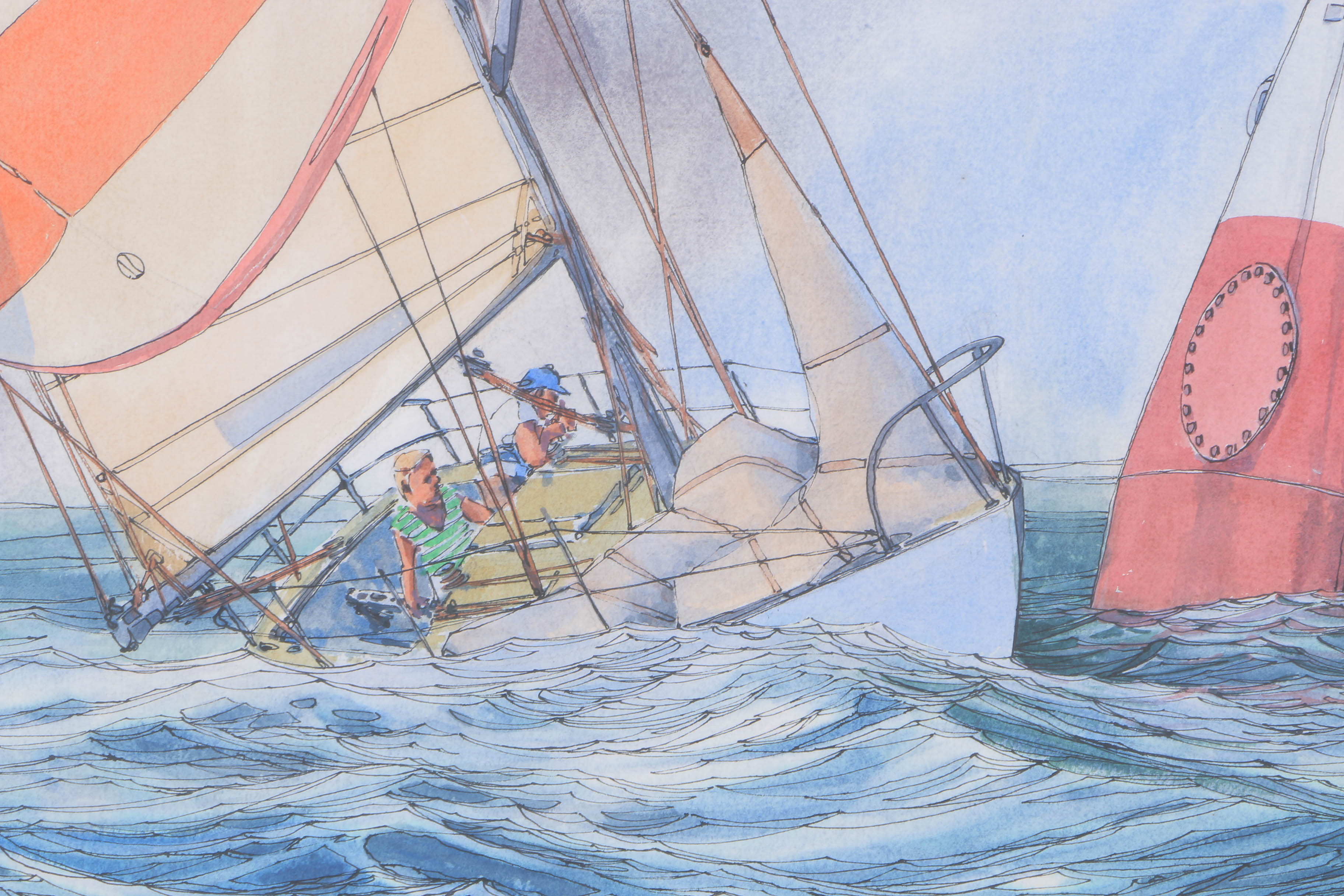 Richard Bagguley Watercolor on Paper "Sailing"