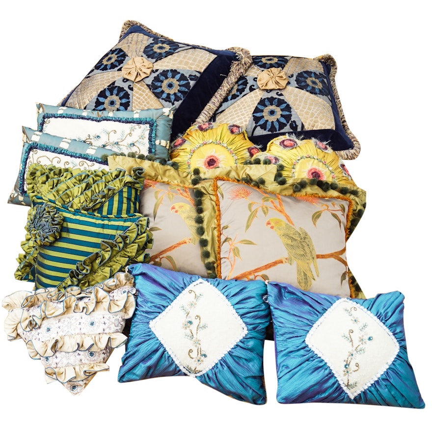 Collection of Custom Upholstered Decorative Throw Pillows