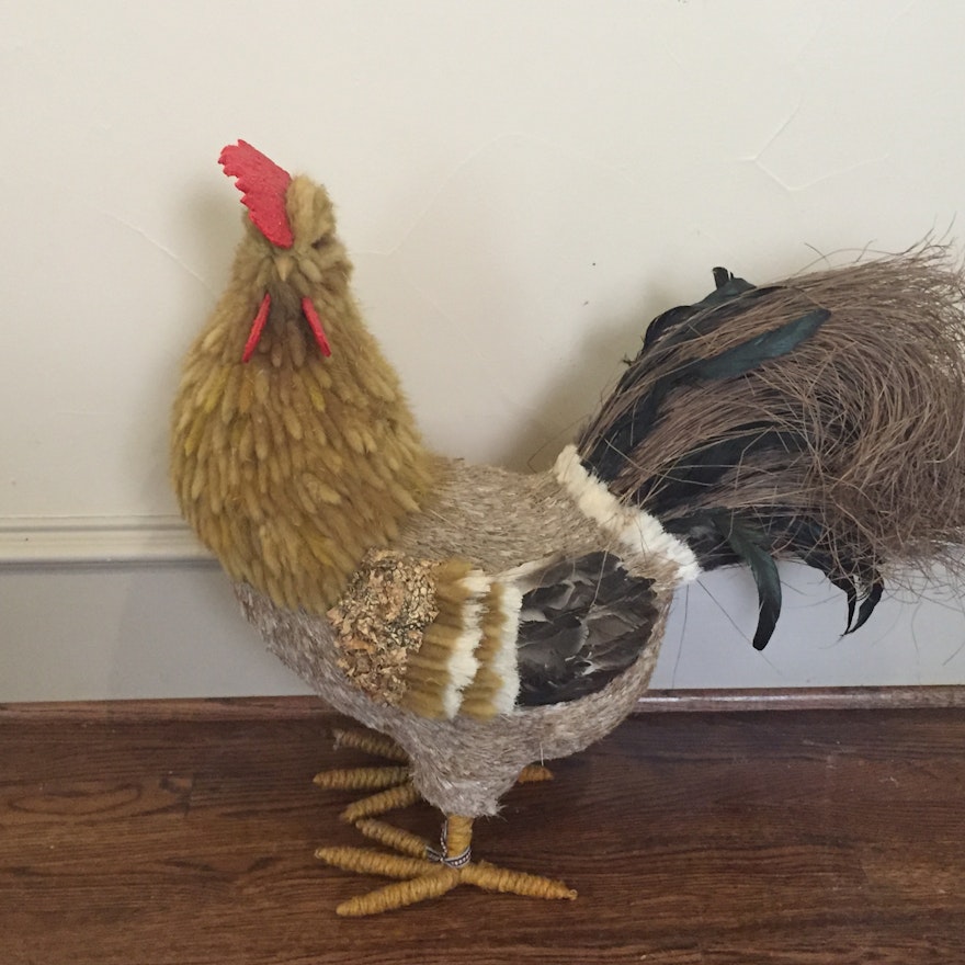 Hay Rooster Figurine