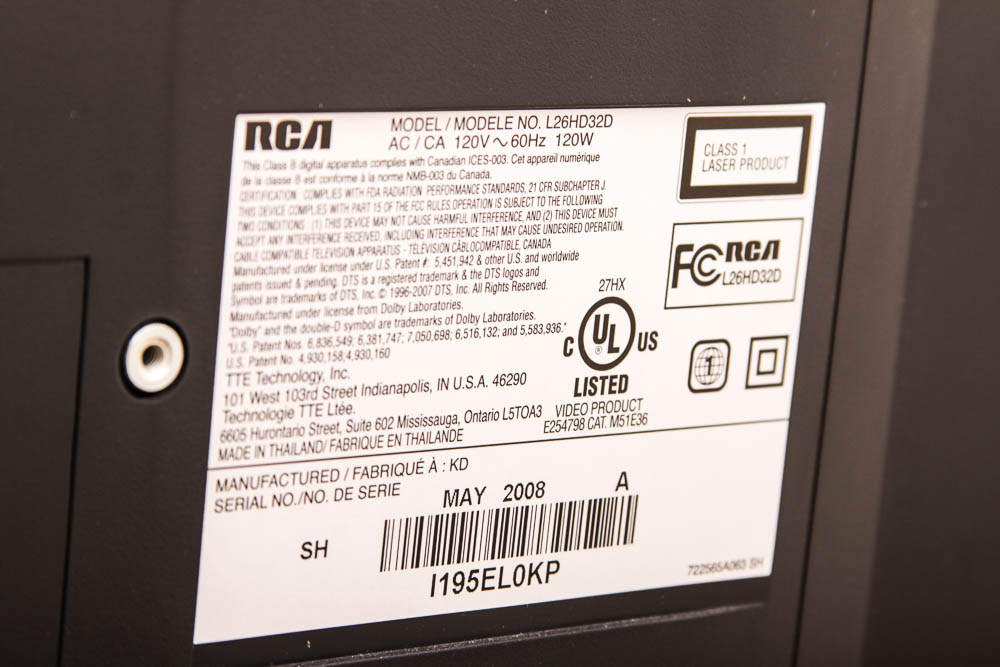 RCA 26" Television and Sony DVD Player