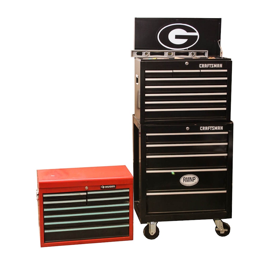 Craftsman and Husky Tool Chests and Variety of Tools