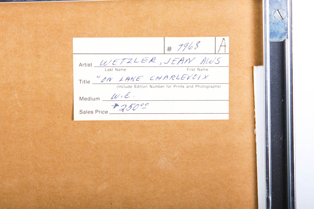 Original Jean Alvs Wetzler "On Lake Charlevoix" Watercolor