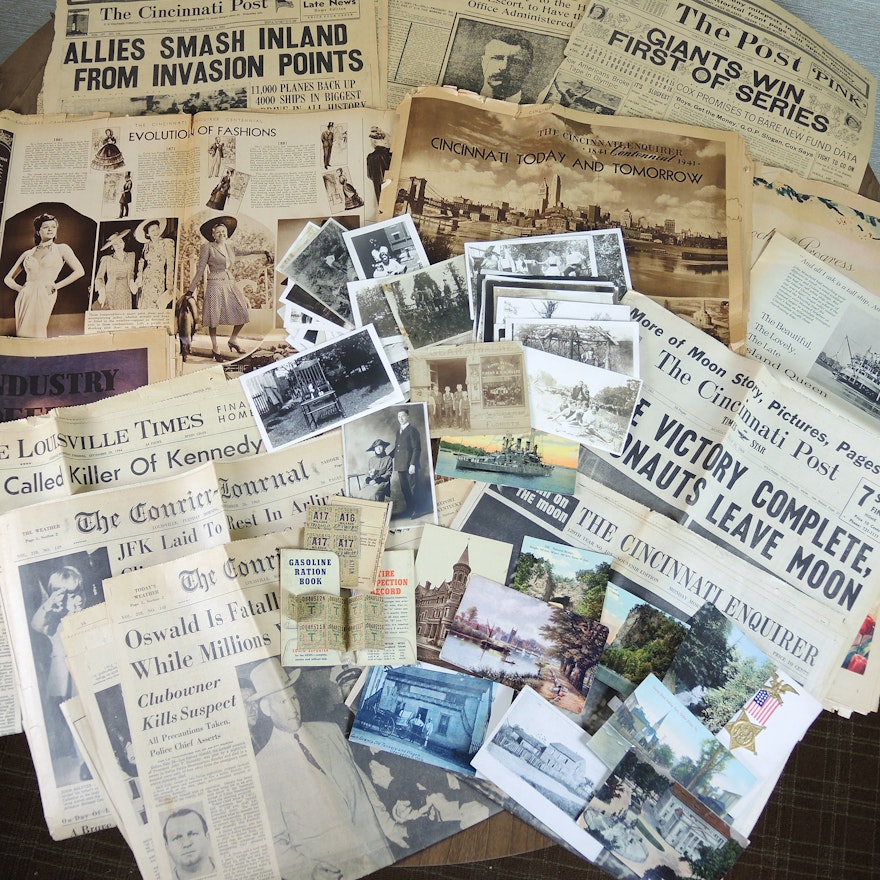 WWII Era Ration Cards, Vintage Newspapers, Postcards, Photographs