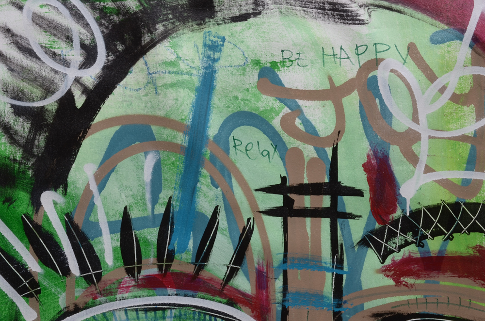 Wall Street Original Large-Scale 2017 Mixed Media Street Art on Unstretched Canvas "Protect Earth"