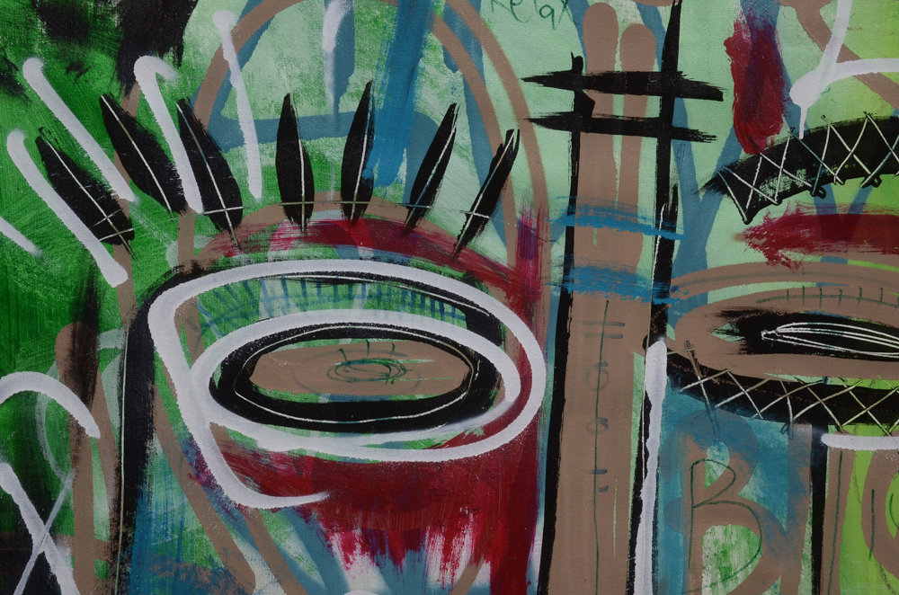 Wall Street Original Large-Scale 2017 Mixed Media Street Art on Unstretched Canvas "Protect Earth"