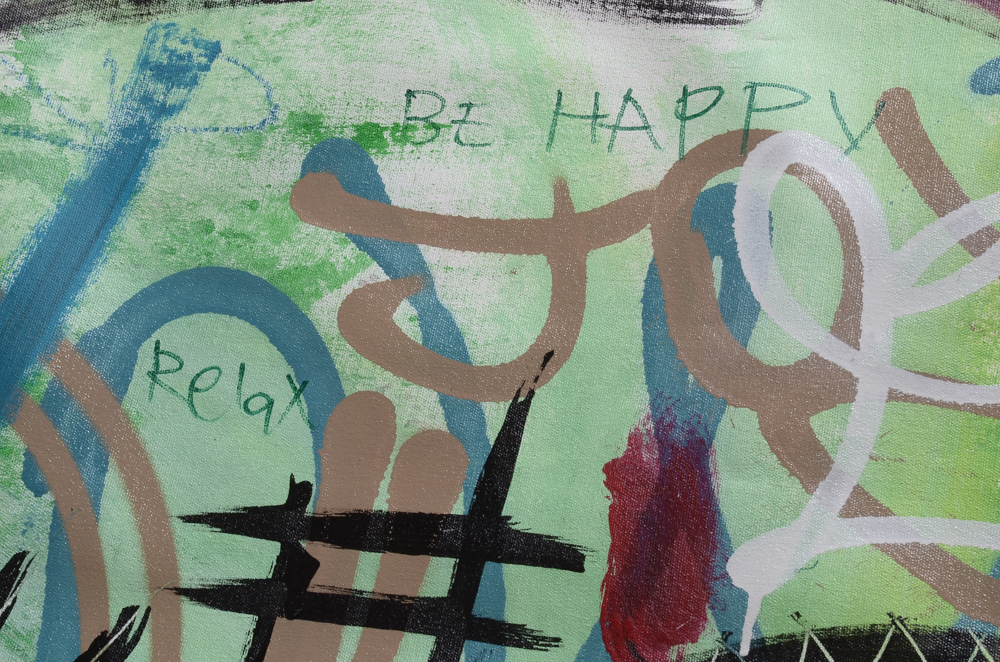 Wall Street Original Large-Scale 2017 Mixed Media Street Art on Unstretched Canvas "Protect Earth"