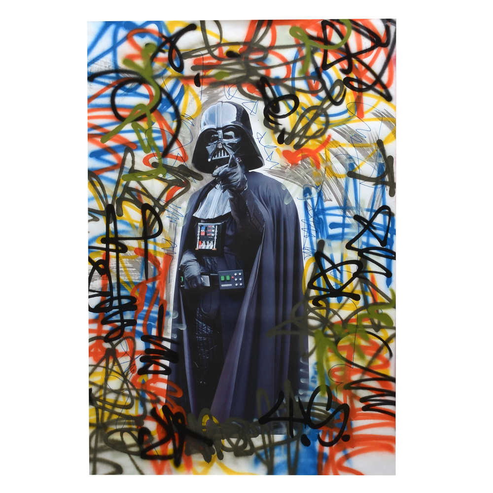 Wall Street Original Large-Scale 2016 Mixed Media Street Art on Unstretched Canvas