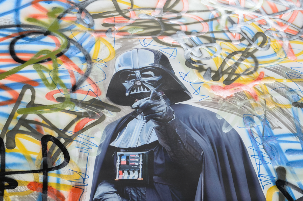 Wall Street Original Large-Scale 2016 Mixed Media Street Art on Unstretched Canvas