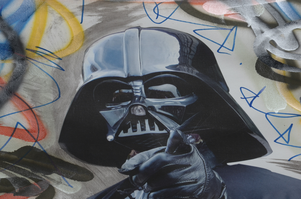 Wall Street Original Large-Scale 2016 Mixed Media Street Art on Unstretched Canvas