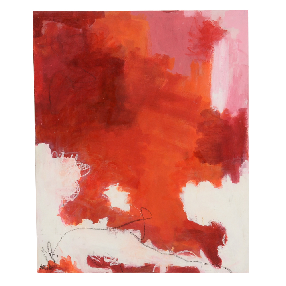 Robbie Kemper Original Large Acrylic on Canvas "Pink White Red"