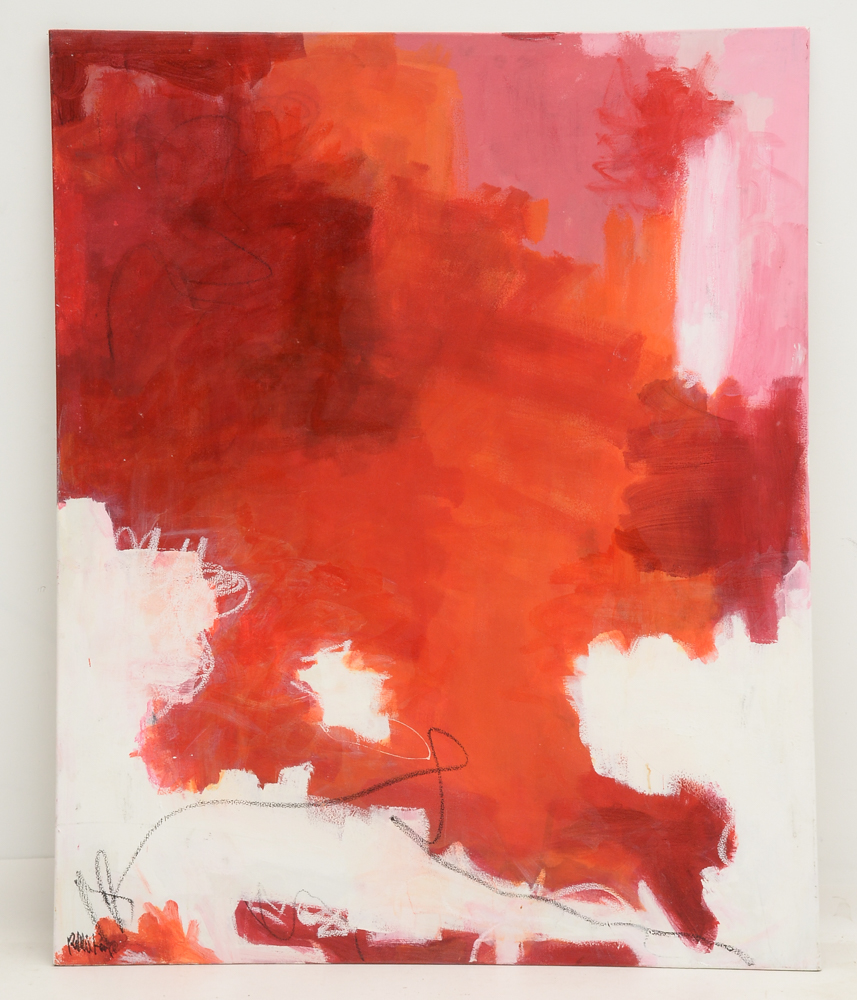 Robbie Kemper Original Large Acrylic on Canvas "Pink White Red"