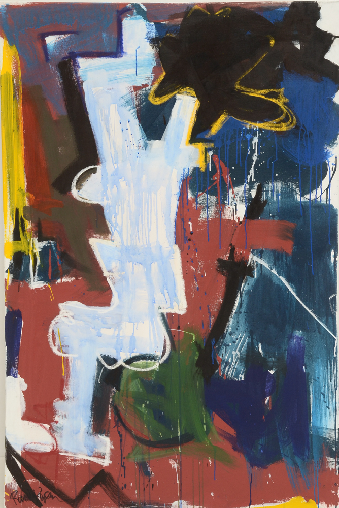 Robbie Kemper Original Large-Scale Acrylic on Canvas "Blue Wash on White Shape"