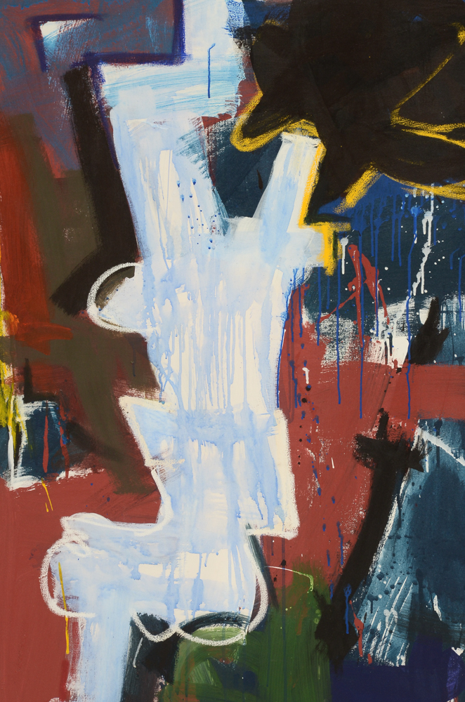 Robbie Kemper Original Large-Scale Acrylic on Canvas "Blue Wash on White Shape"