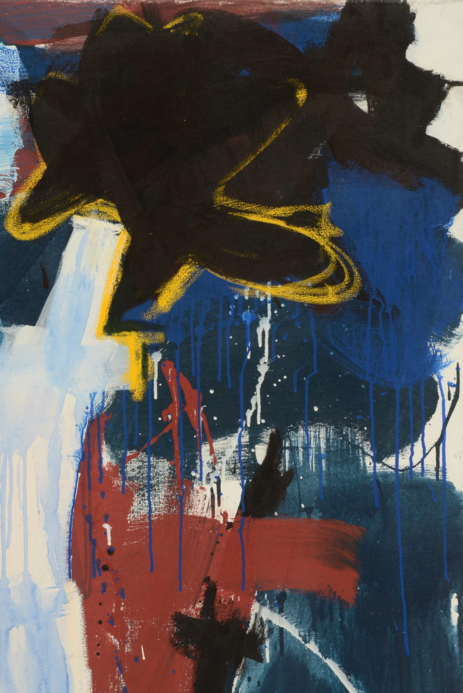 Robbie Kemper Original Large-Scale Acrylic on Canvas "Blue Wash on White Shape"