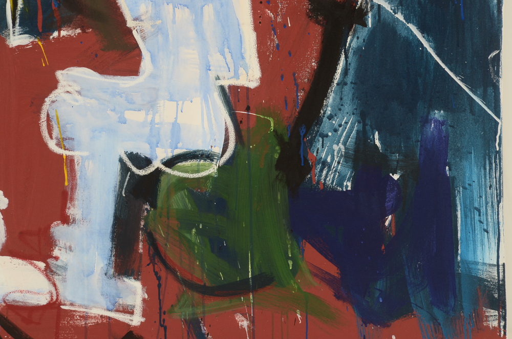 Robbie Kemper Original Large-Scale Acrylic on Canvas "Blue Wash on White Shape"