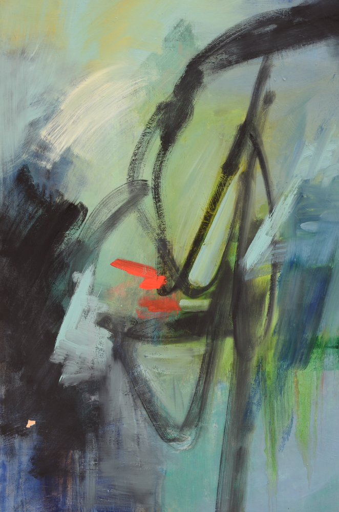 Susan Schuler Original Large-Scale Abstract Oil on Canvas "Lunch on the Veranda"