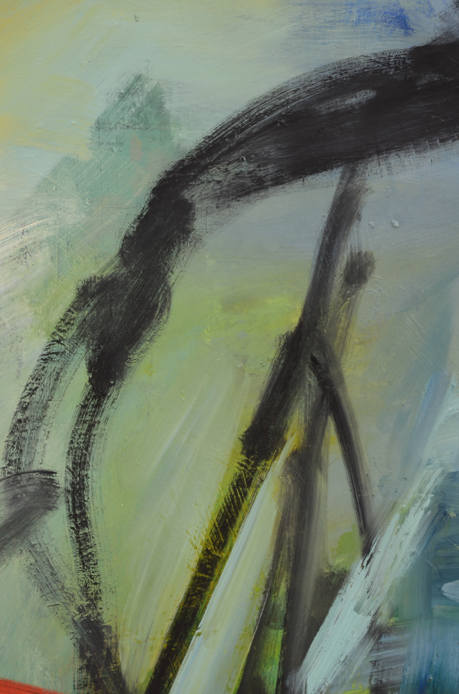 Susan Schuler Original Large-Scale Abstract Oil on Canvas "Lunch on the Veranda"