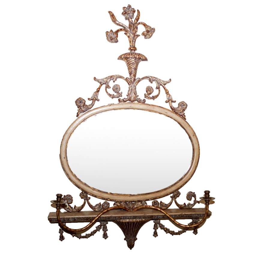 Mirror With Candleholders and Shelf