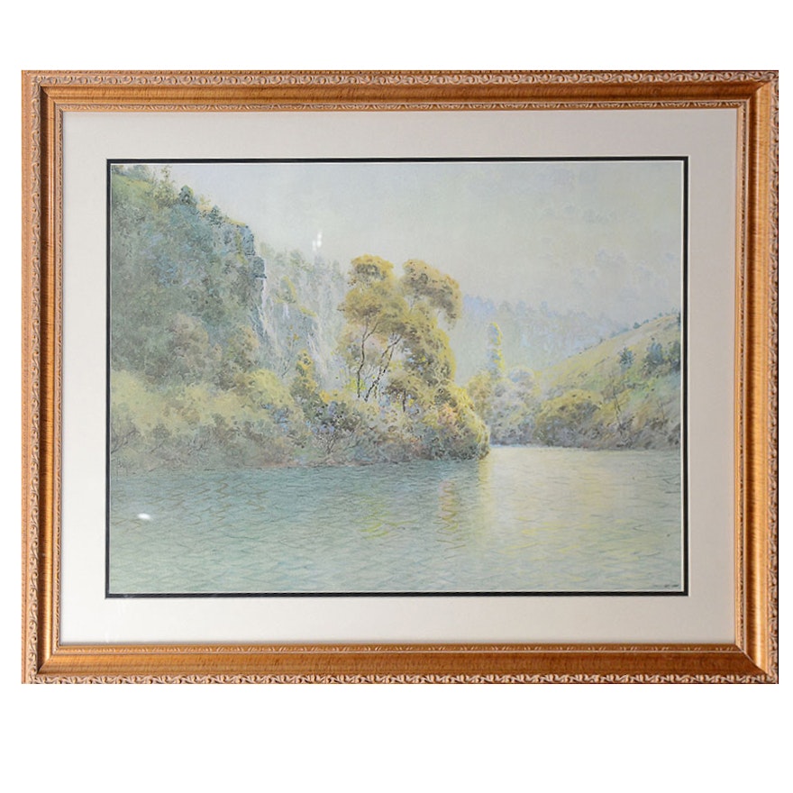 Framed Offset Lithograph "Shaker Bend" After Paul Sawyier