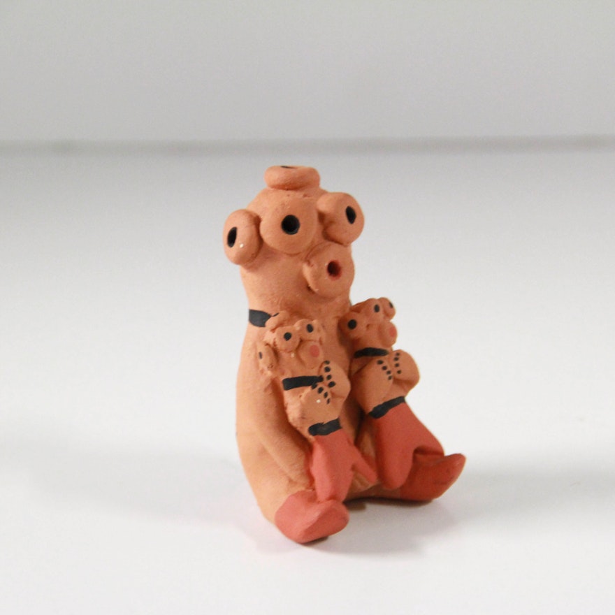 Hand Coiled Southwestern Storyteller Clay Figurine