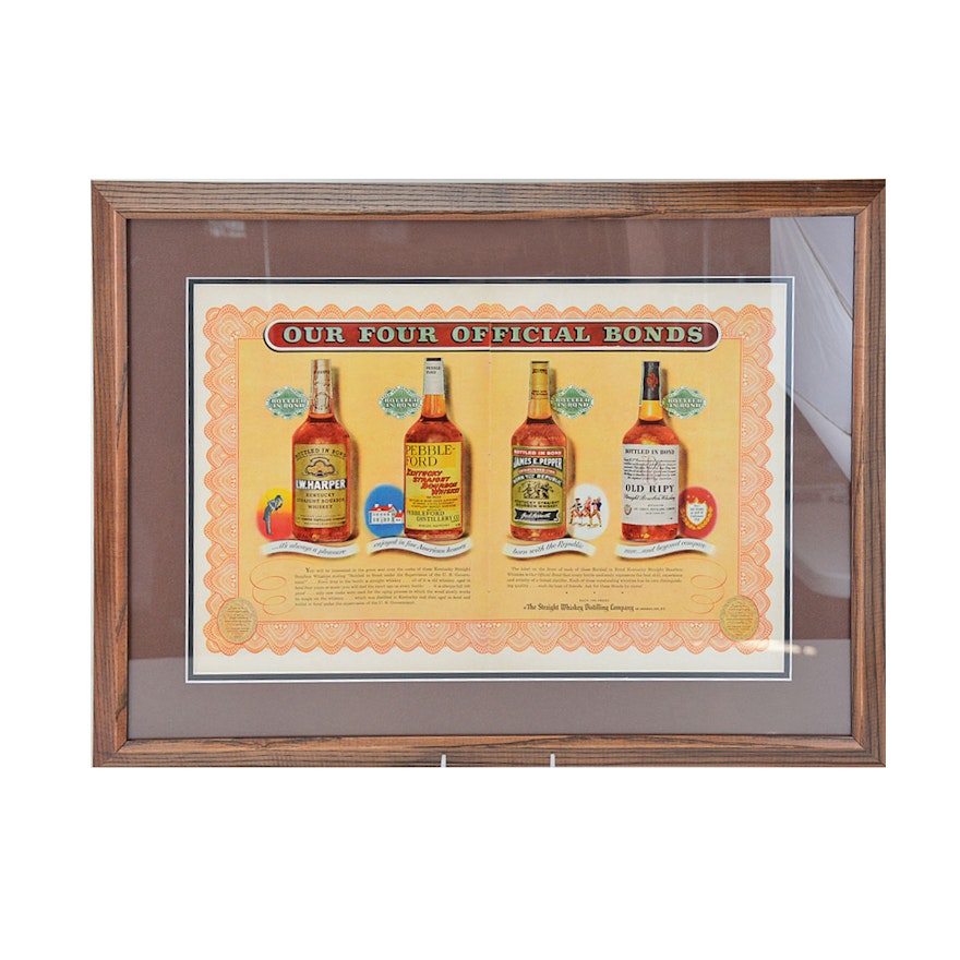 Framed 1940s Bourbon Advertisement