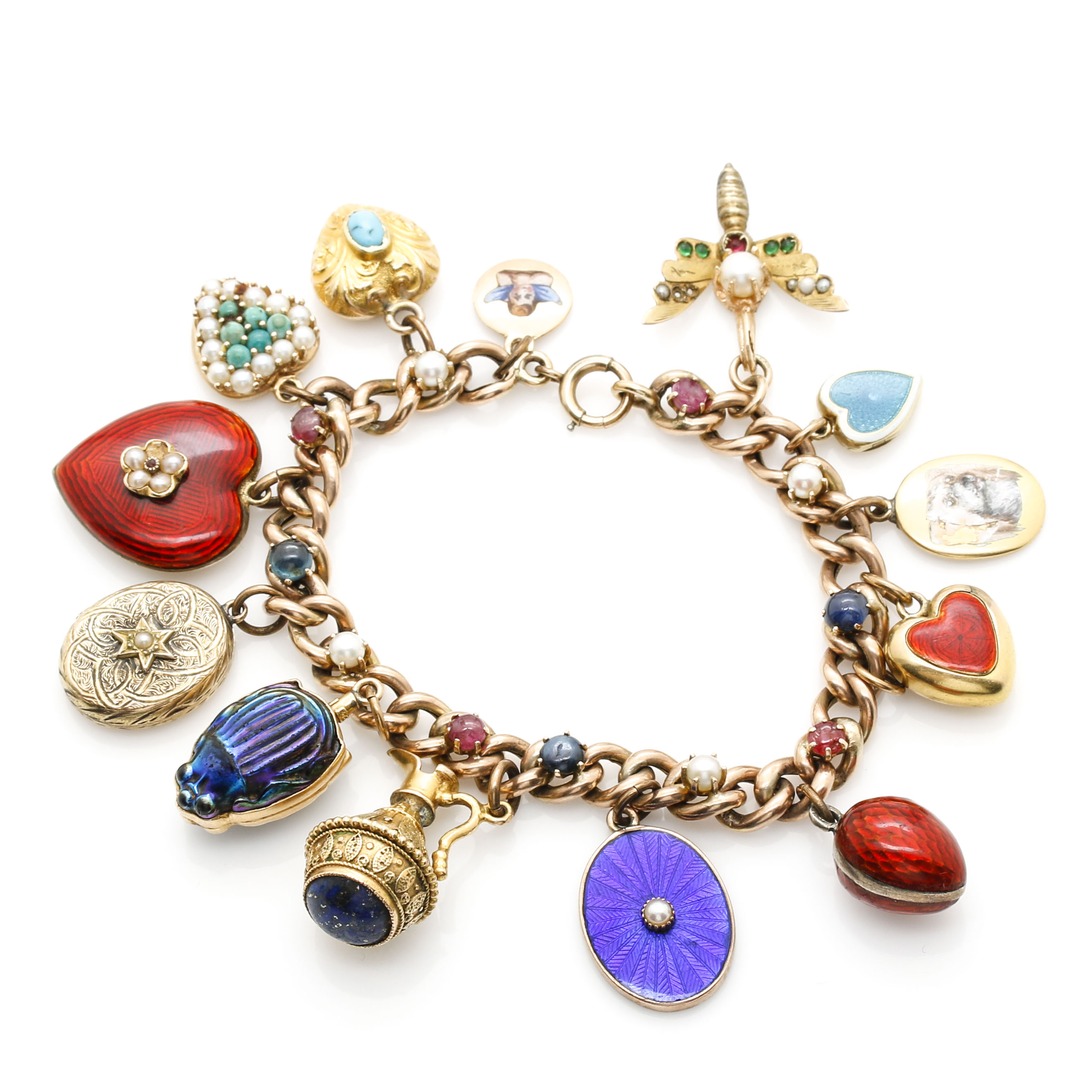 Yellow Gold Gemstone Charm Bracelet Featuring Tiffany & Co.