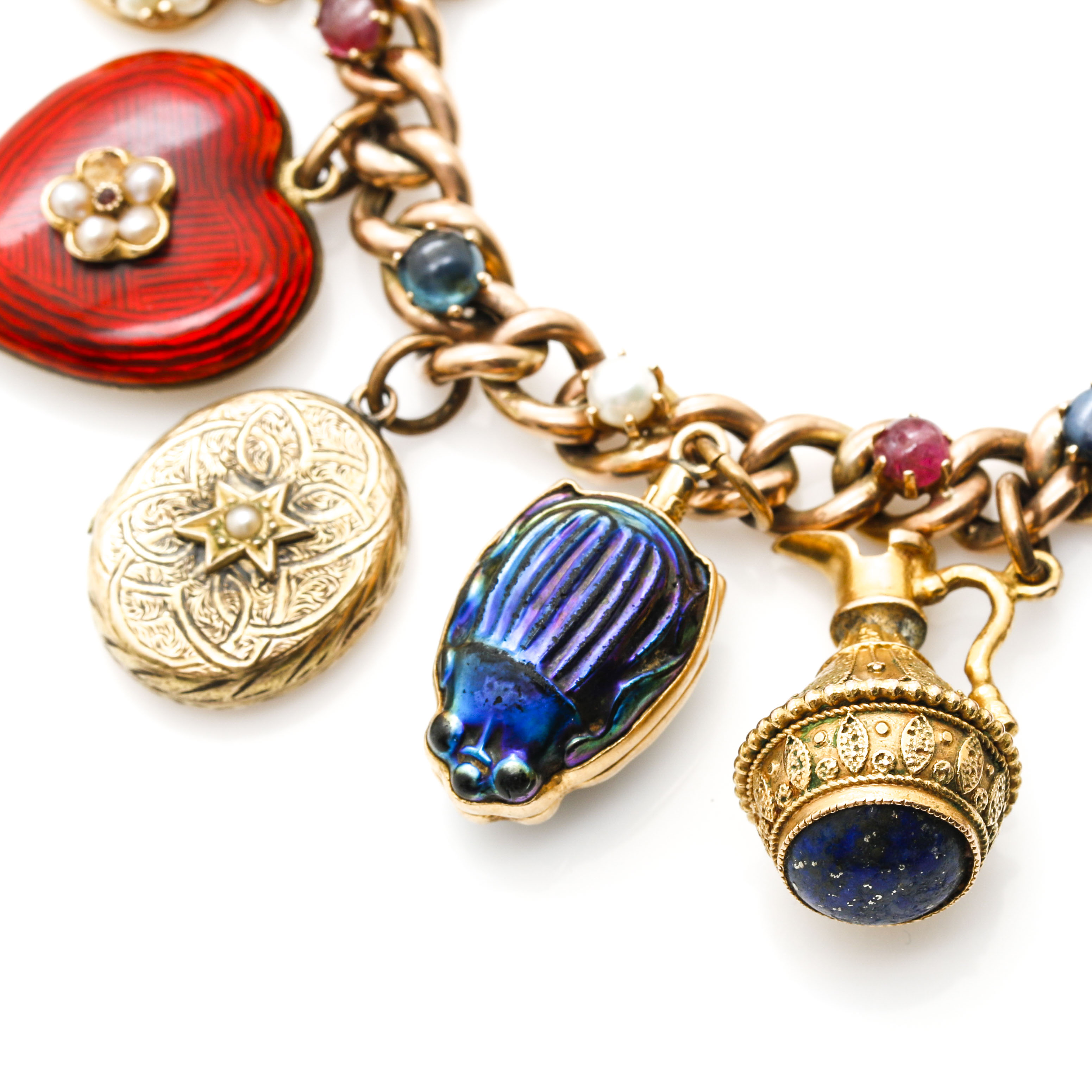 Yellow Gold Gemstone Charm Bracelet Featuring Tiffany & Co.