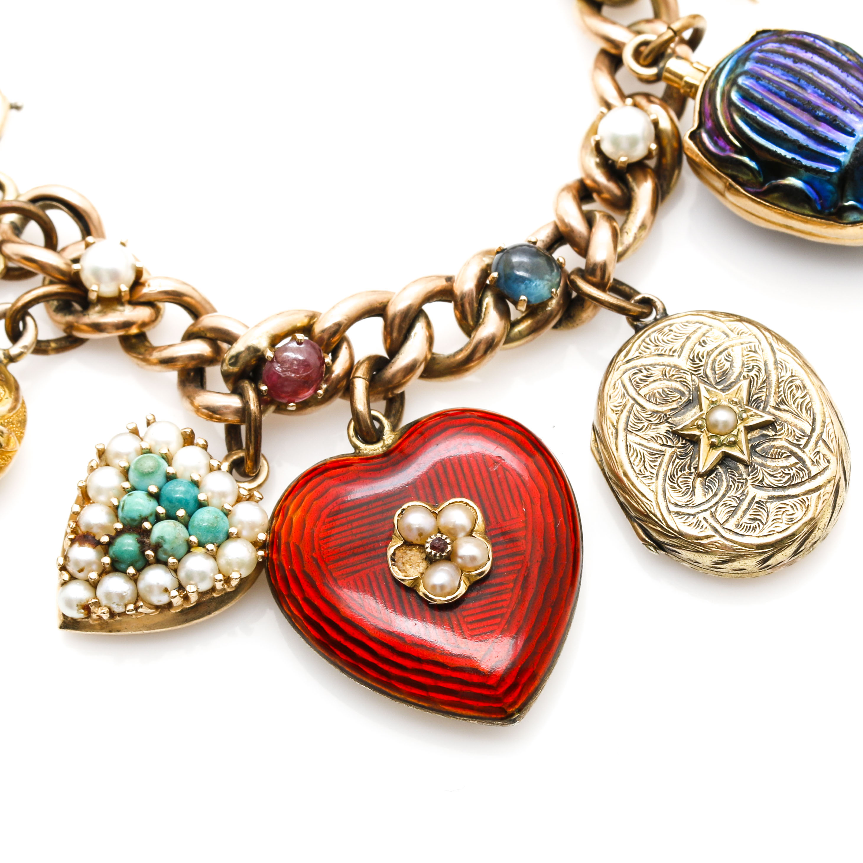 Yellow Gold Gemstone Charm Bracelet Featuring Tiffany & Co.