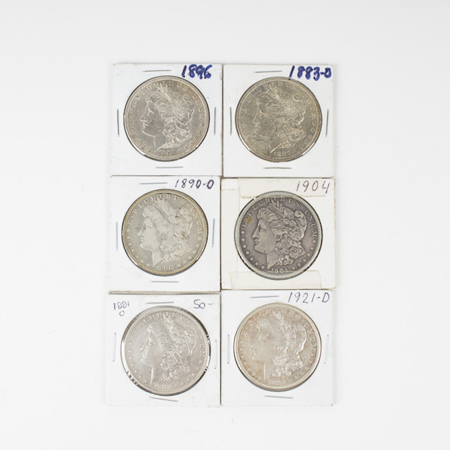 Set of Six Morgan Silver Dollars