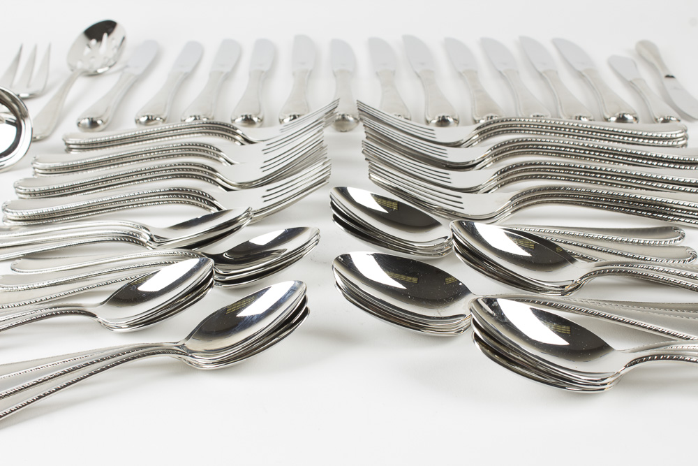 Gorham "Ribbon Edge" Stainless Steel Flatware Set