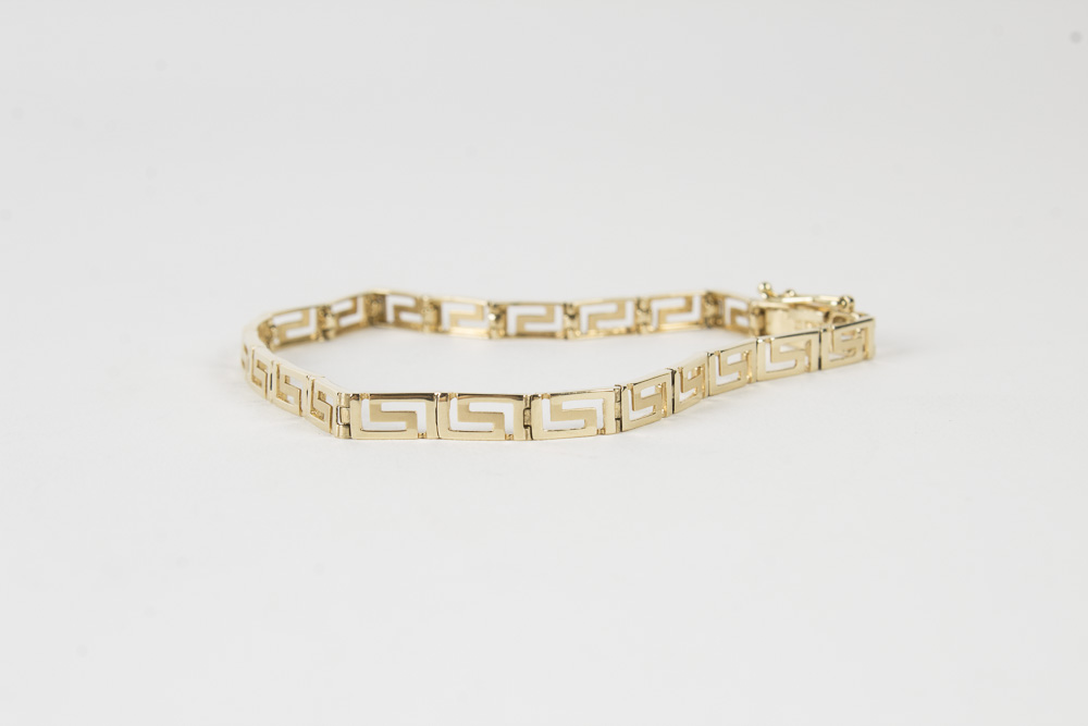 14K Yellow Gold Greek Key Link Bracelet